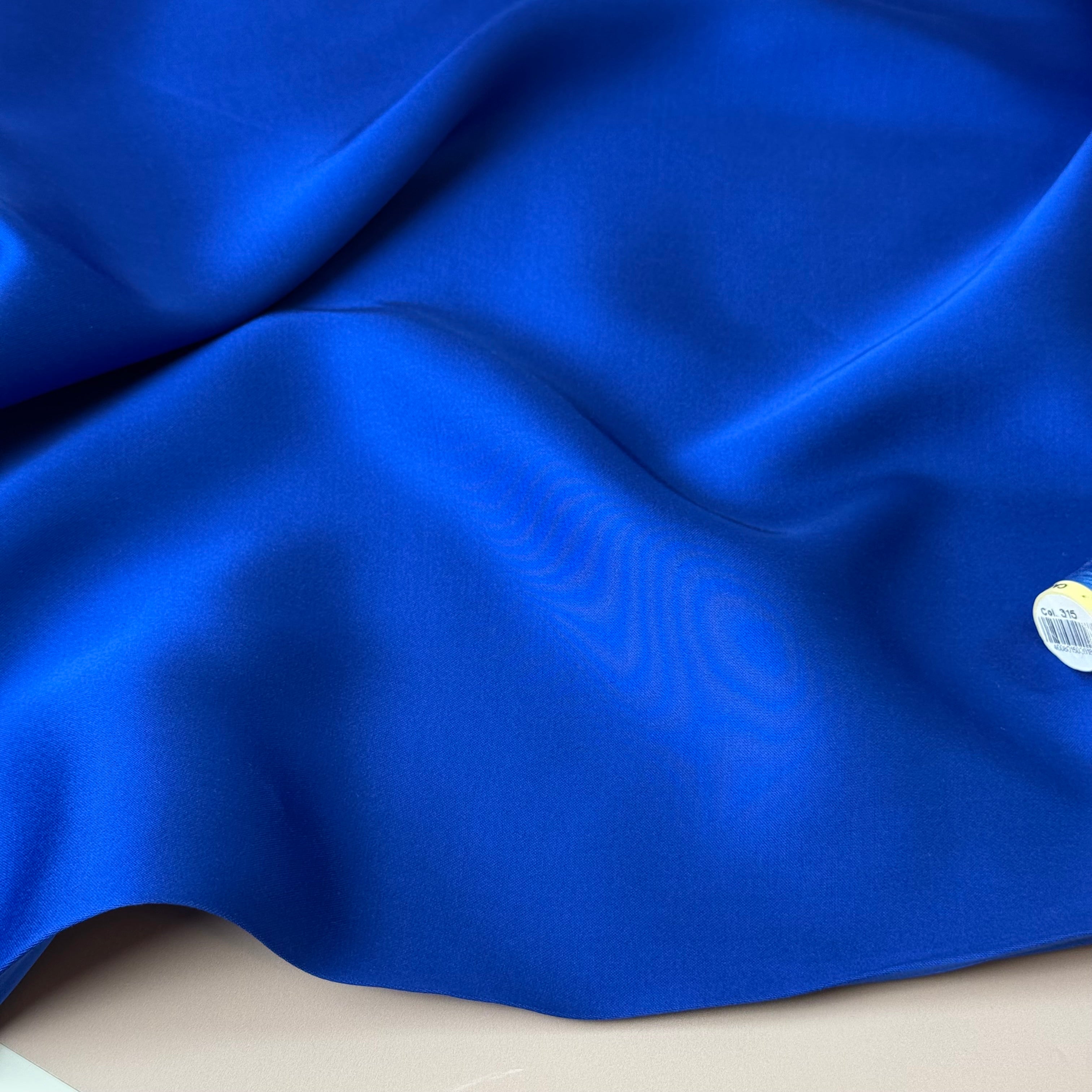 PRE-ORDER - MID SEPTEMBER DELIVERY - Royal Blue Solid Viscose Sateen Fabric