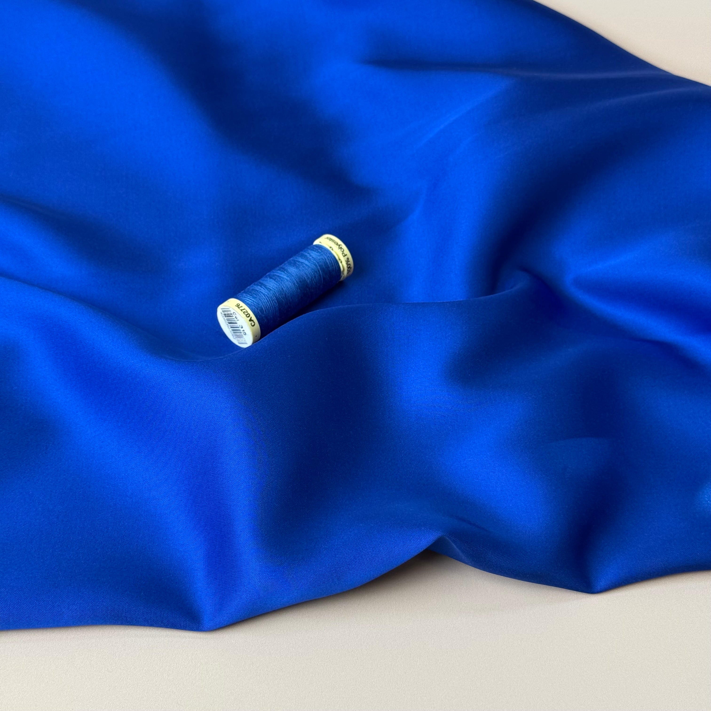 PRE-ORDER - MID SEPTEMBER DELIVERY - Royal Blue Solid Viscose Sateen Fabric