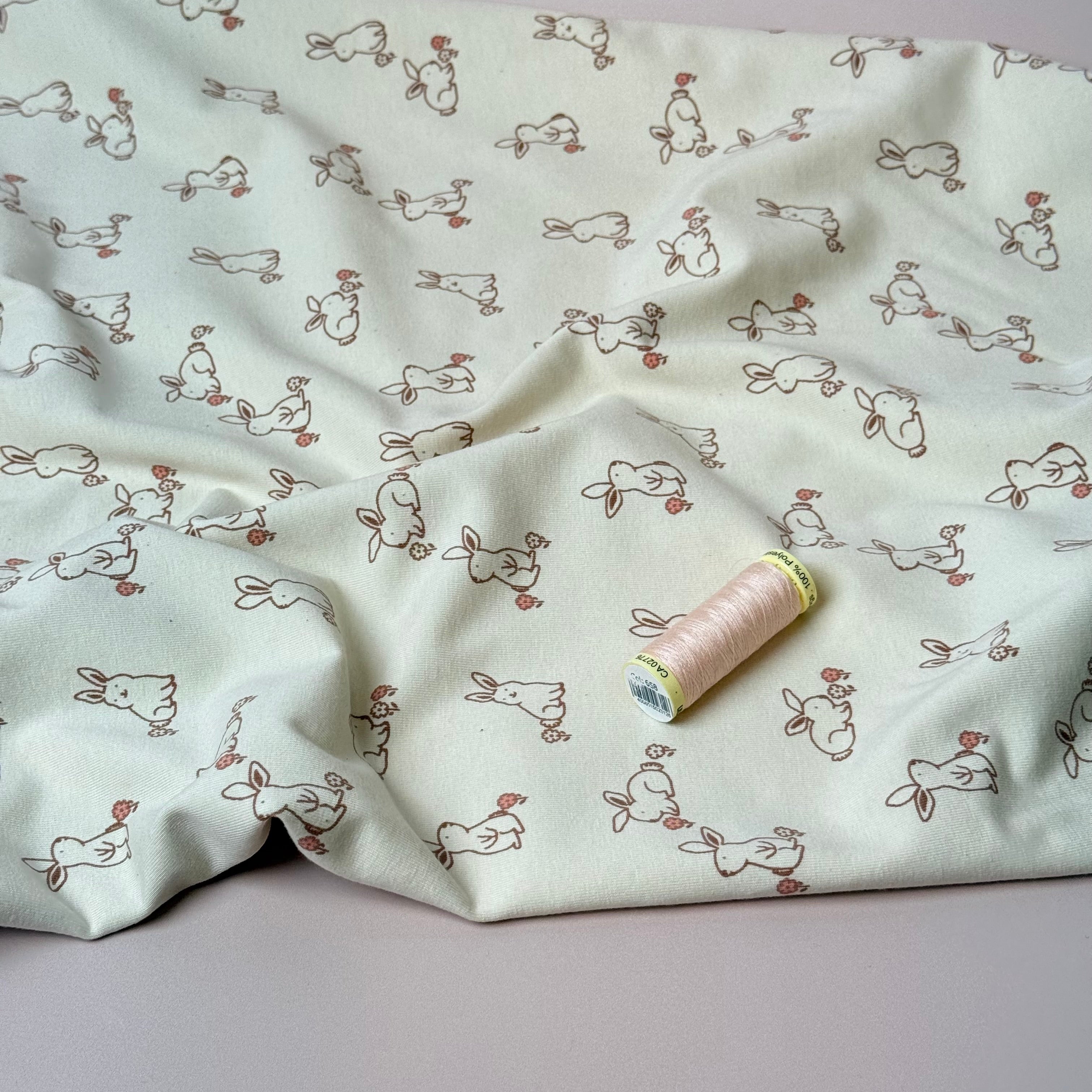 Cute Bunnies Natural GOTS Organic Cotton Jersey