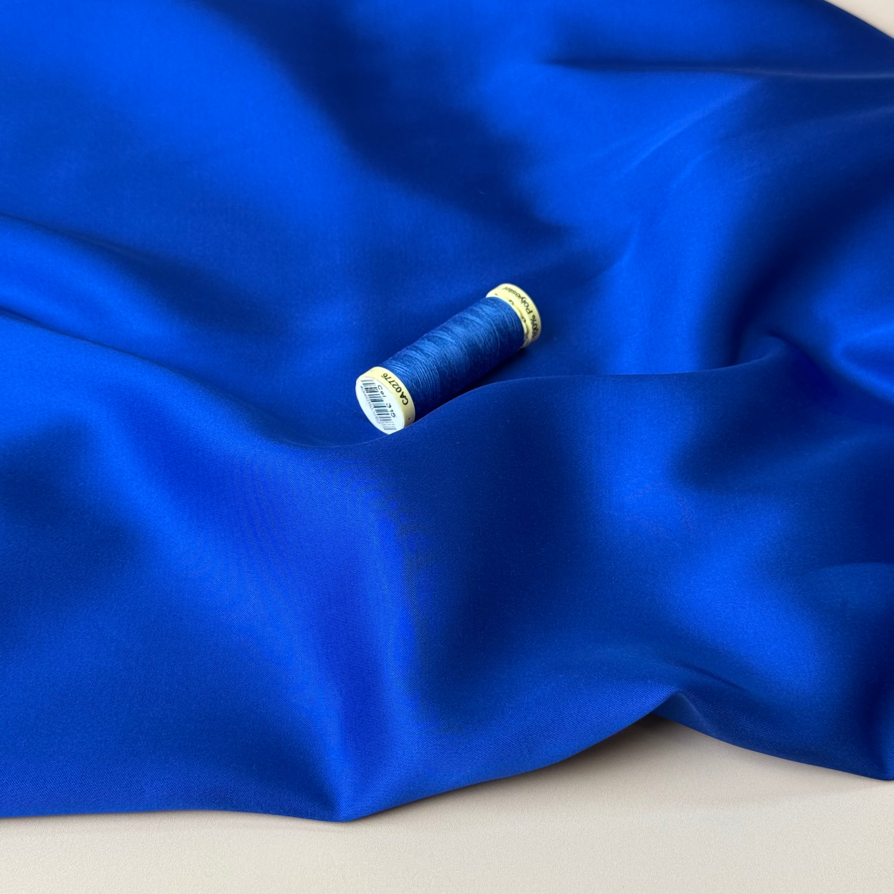 PRE-ORDER - MID SEPTEMBER DELIVERY - Royal Blue Solid Viscose Sateen Fabric