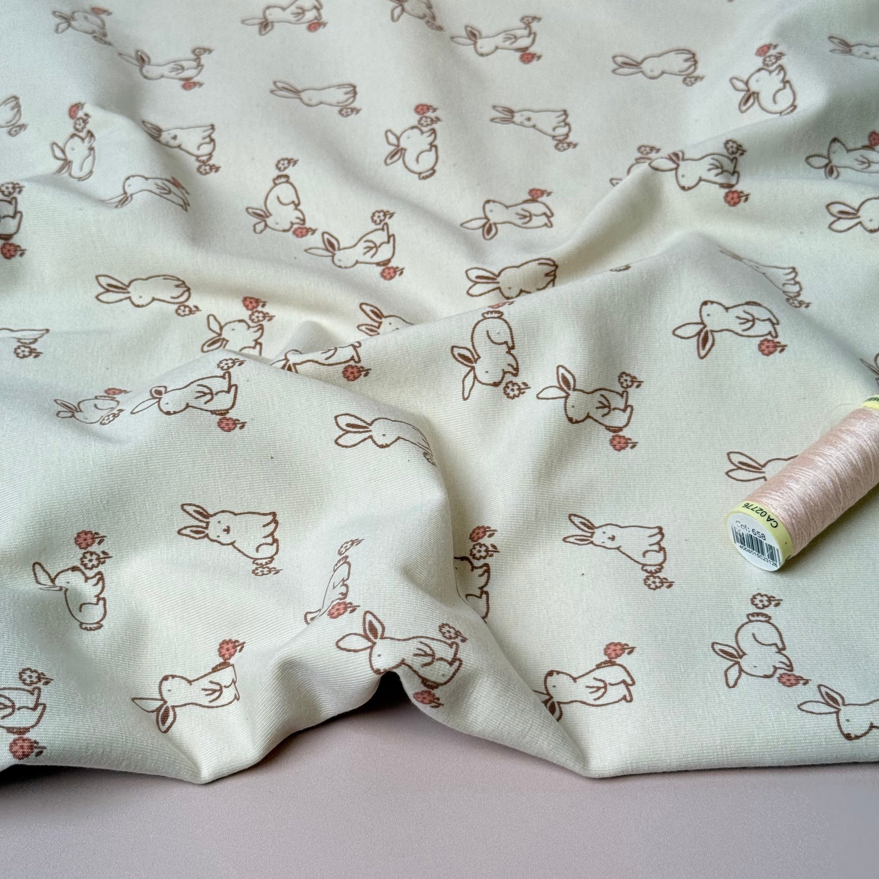 Cute Bunnies Natural GOTS Organic Cotton Jersey