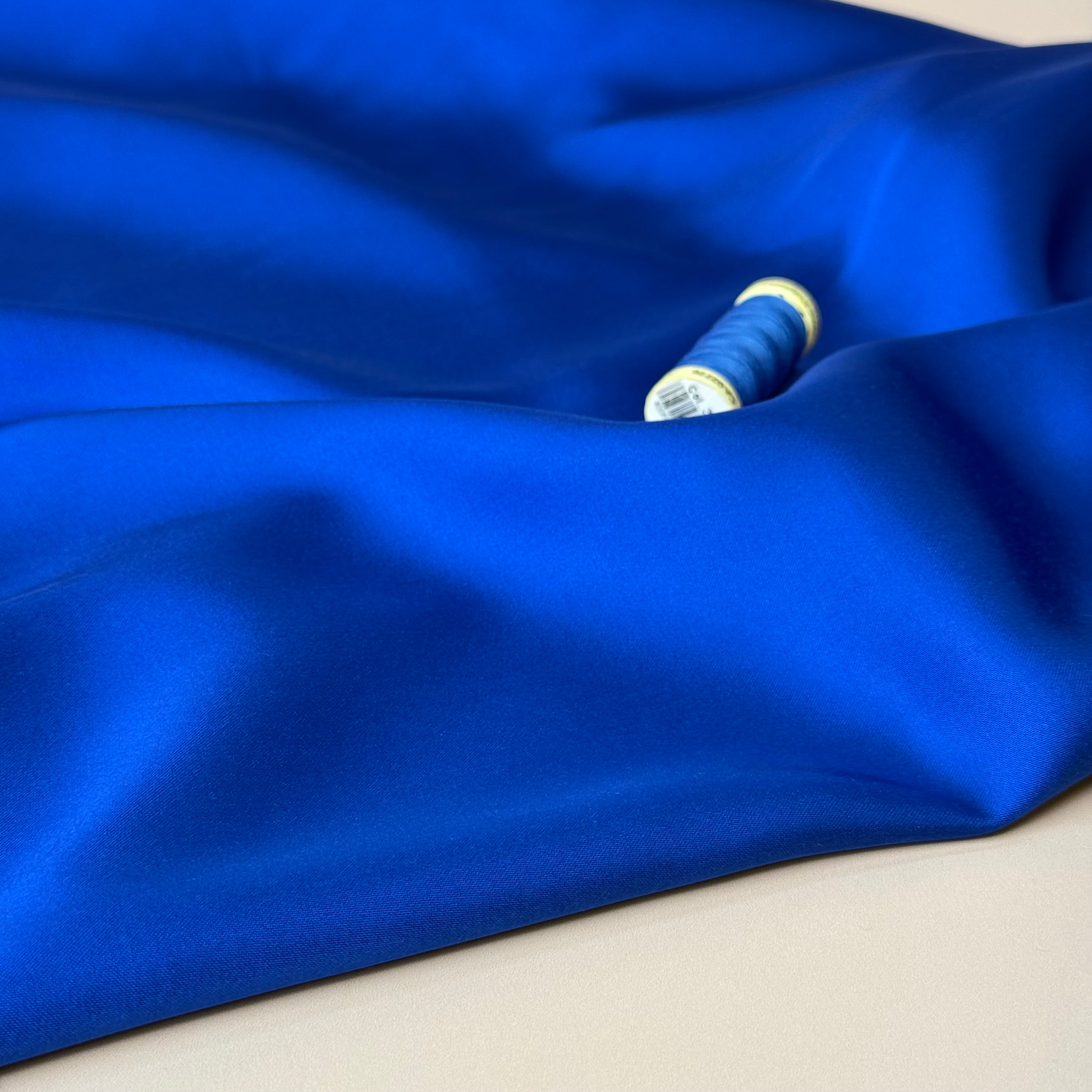 PRE-ORDER - MID SEPTEMBER DELIVERY - Royal Blue Solid Viscose Sateen Fabric
