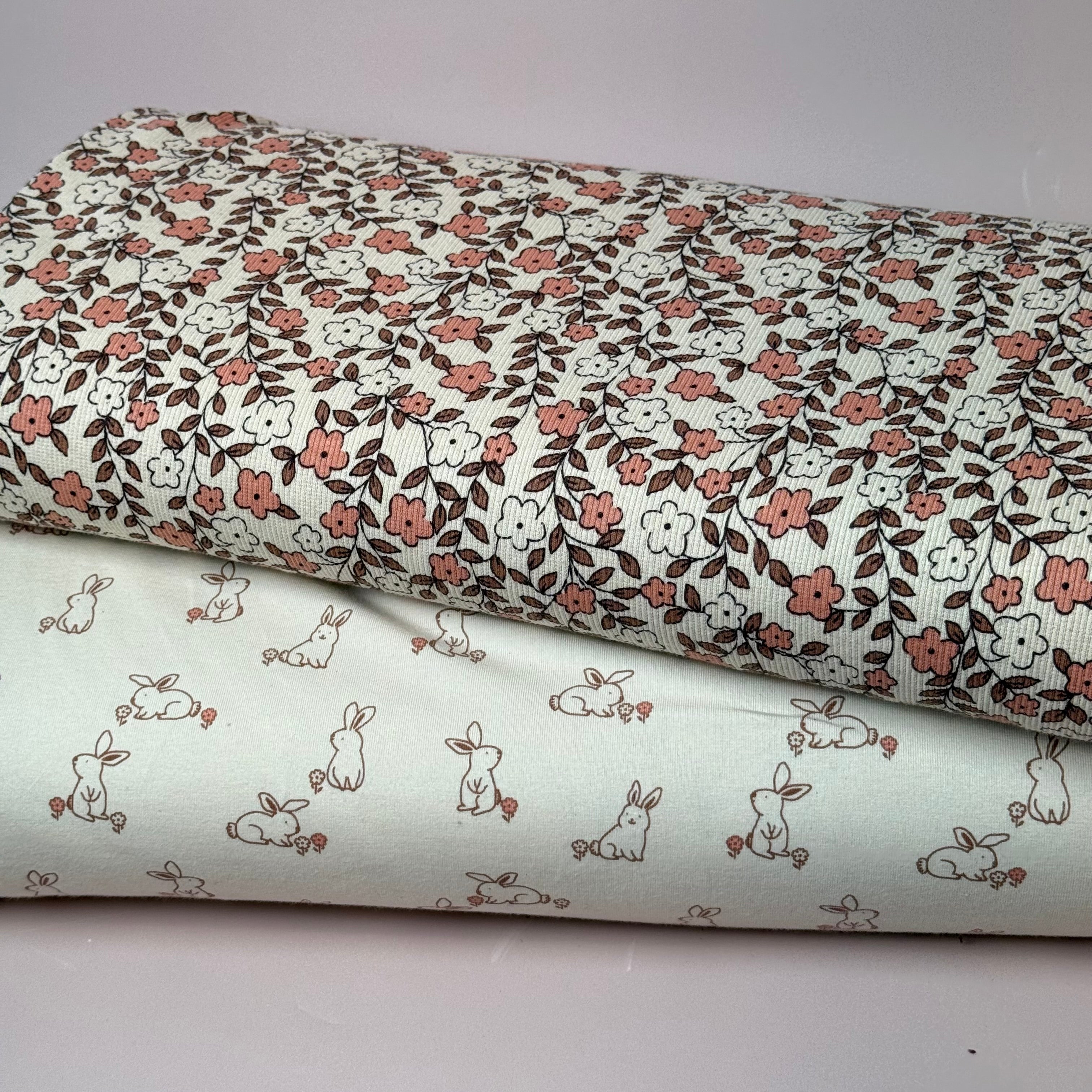 Cute Bunnies Natural GOTS Organic Cotton Jersey