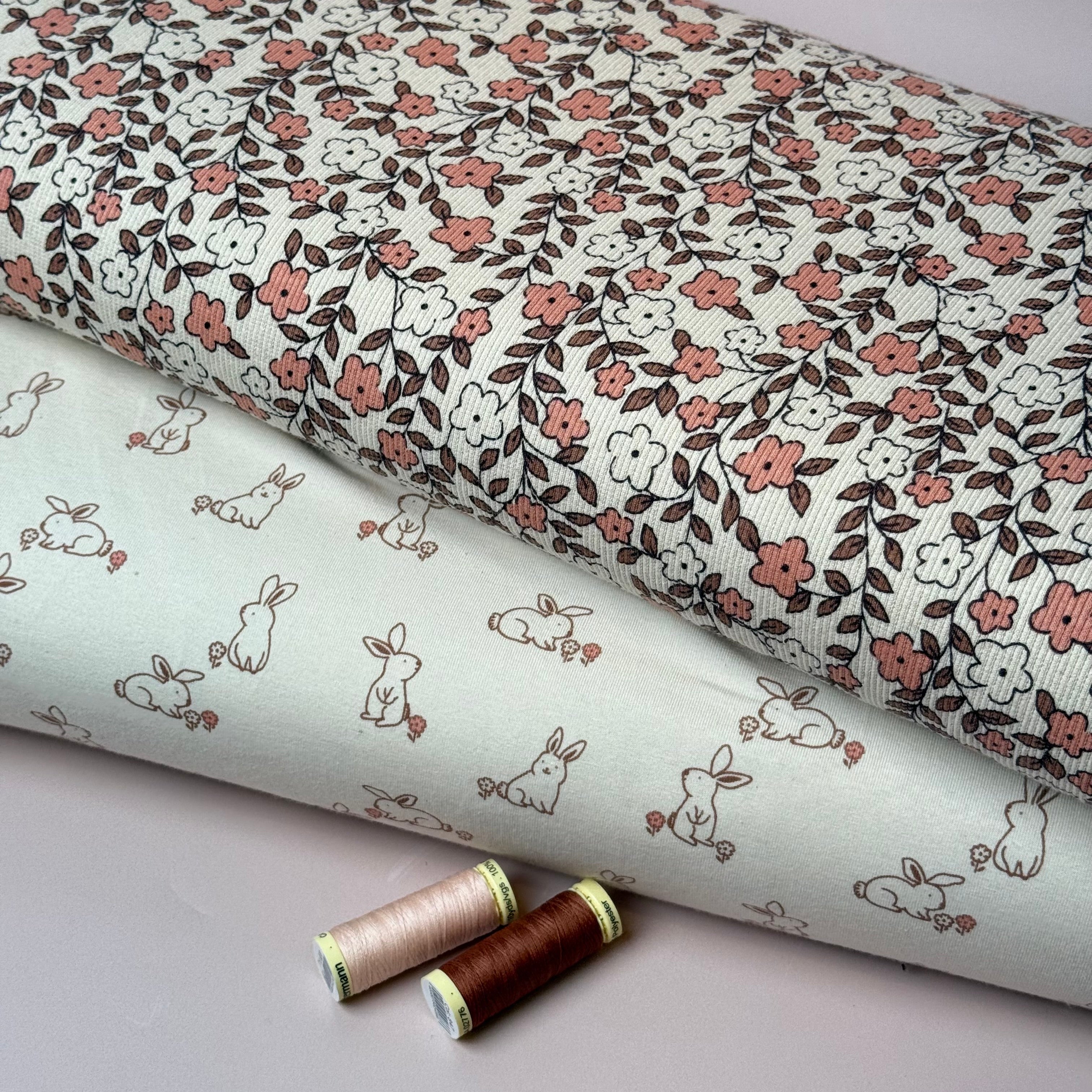 Cute Bunnies Natural GOTS Organic Cotton Jersey