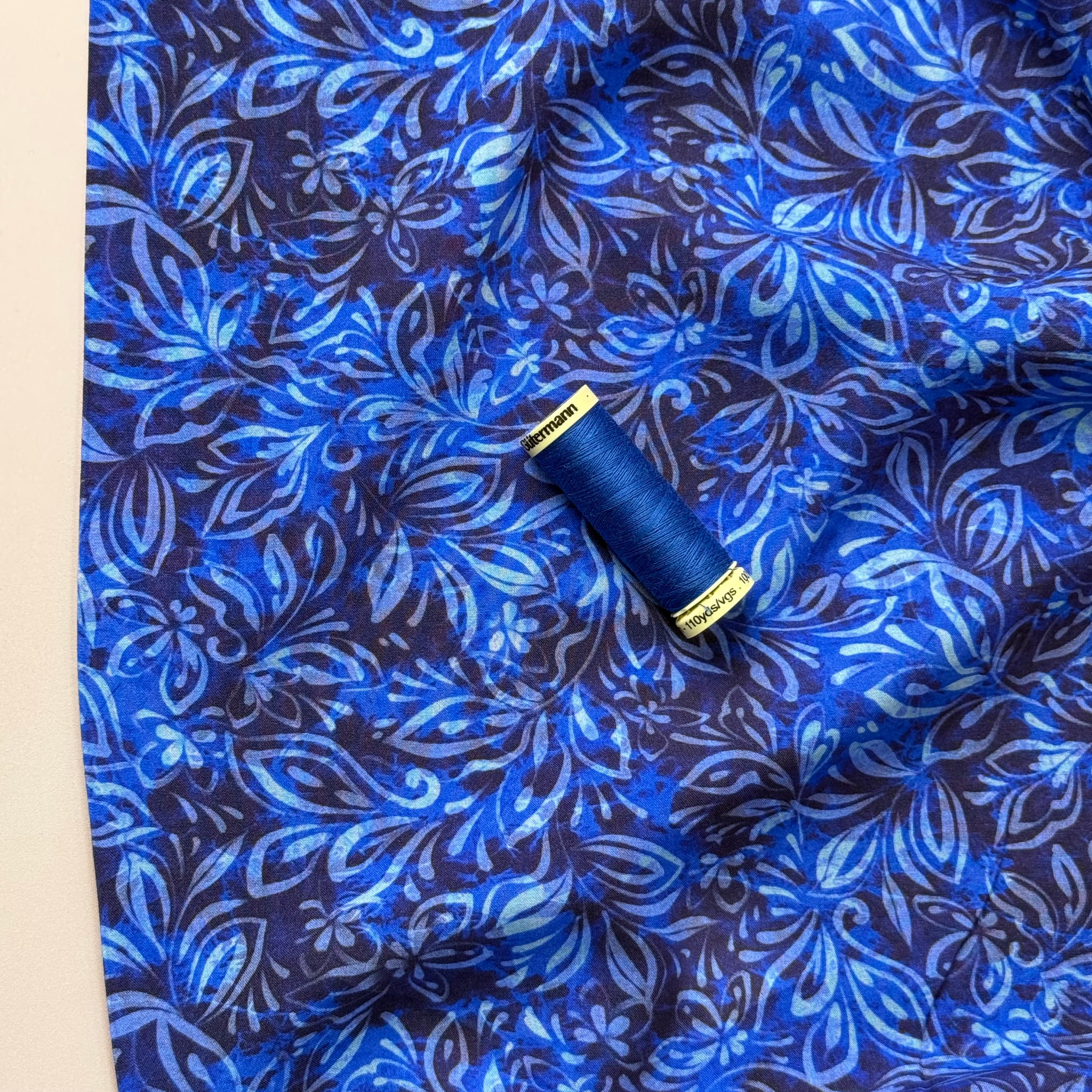 Henna Art Royal Blue Viscose Fabric