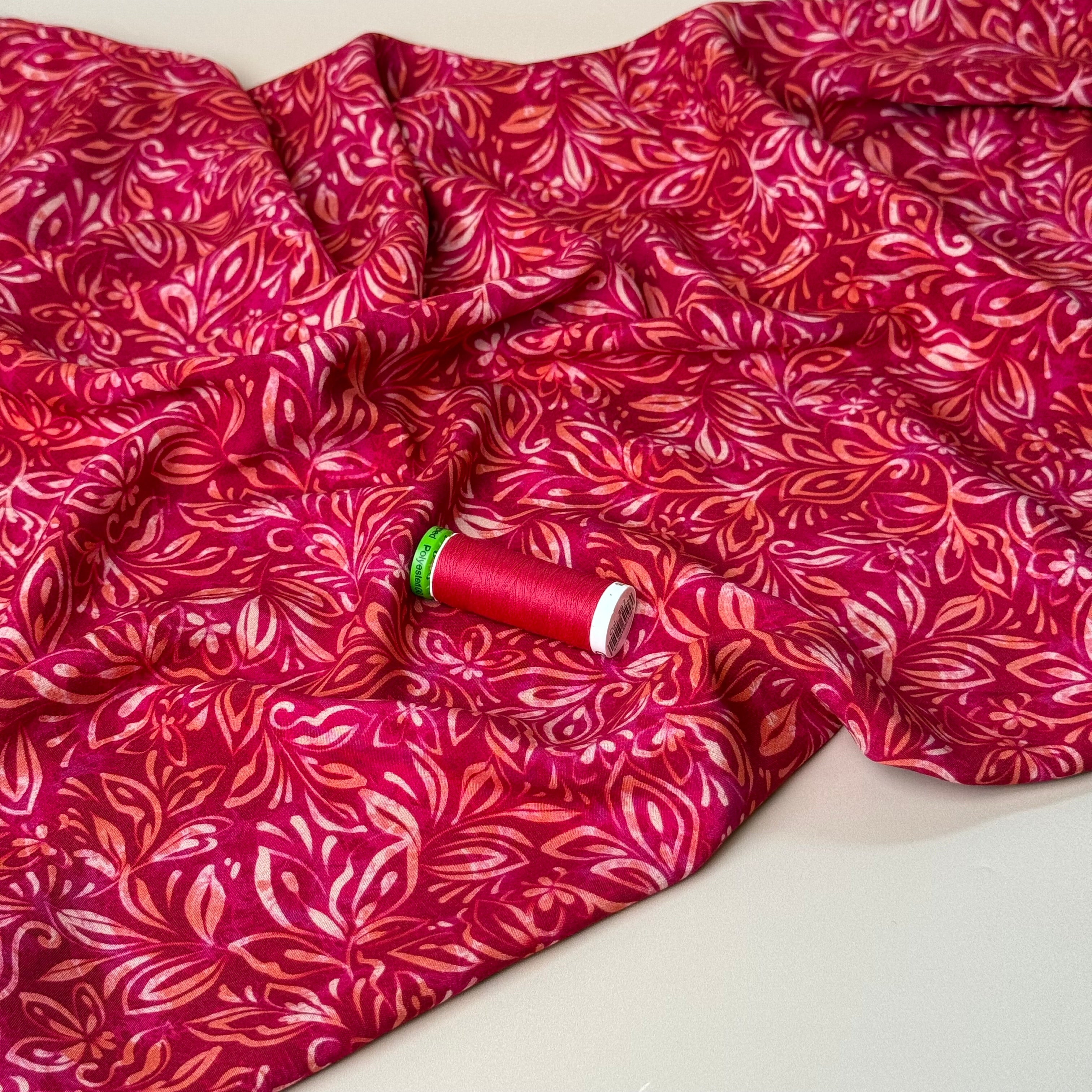Henna Art Red Viscose Fabric