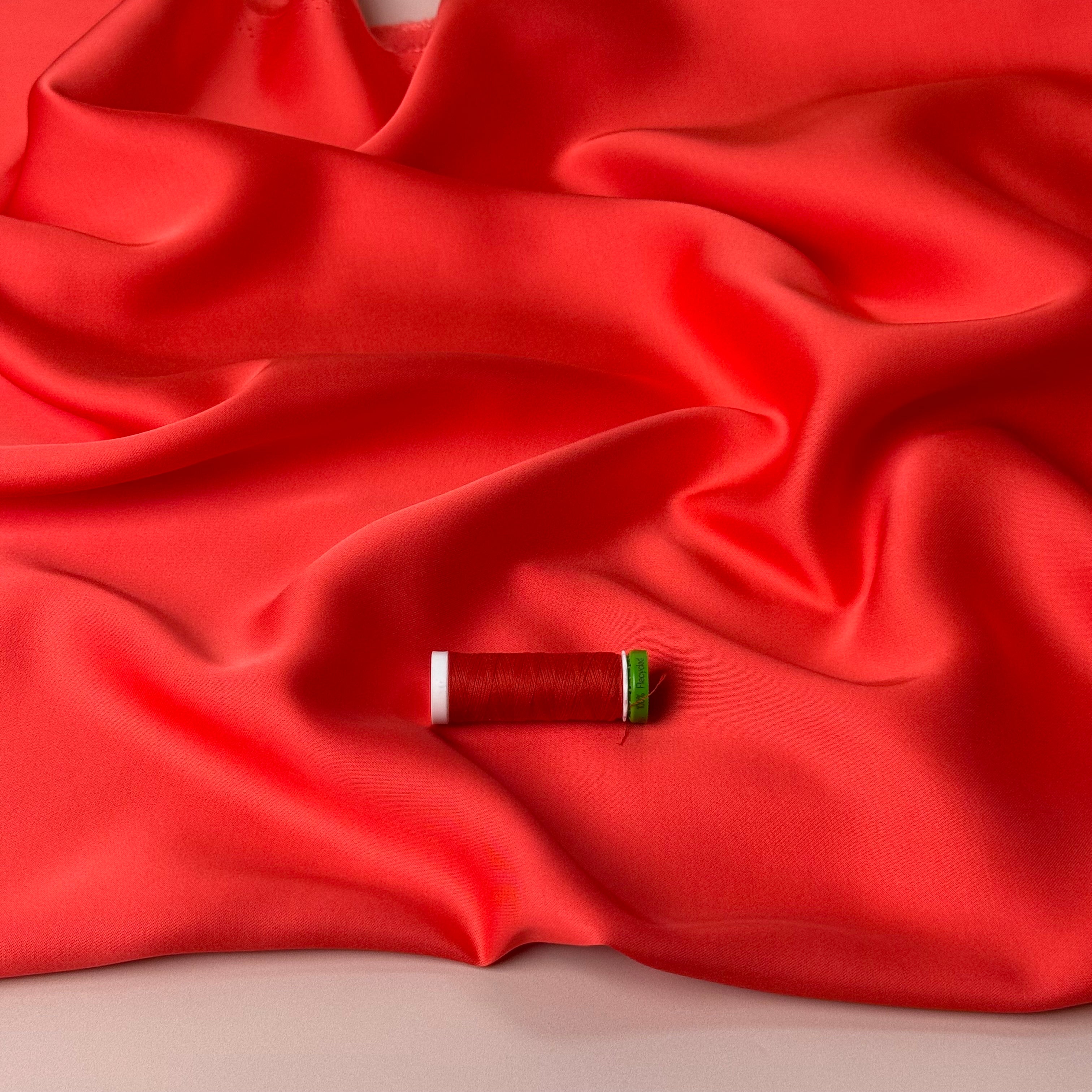 Coral Solid Viscose Sateen Fabric