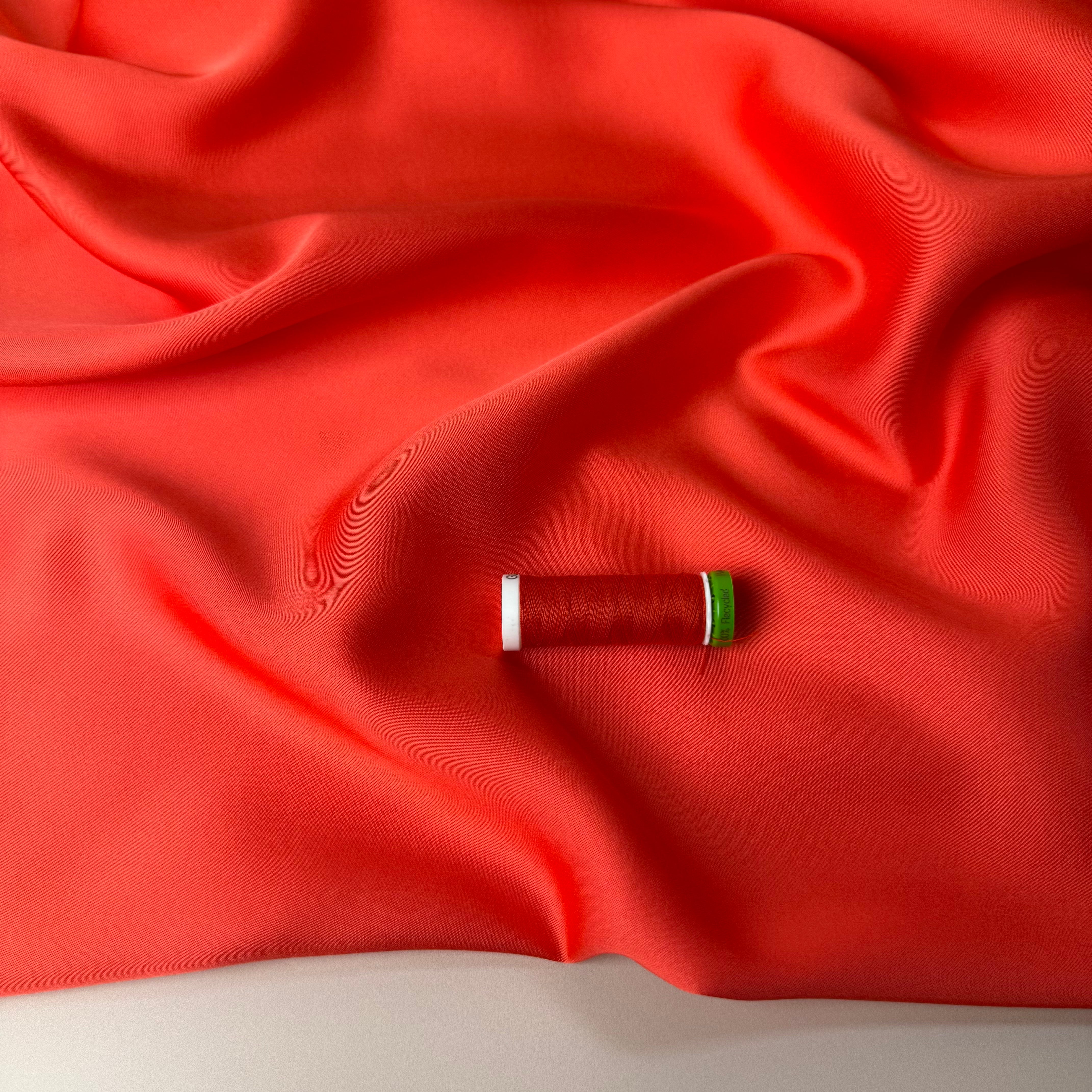 Coral Solid Viscose Sateen Fabric