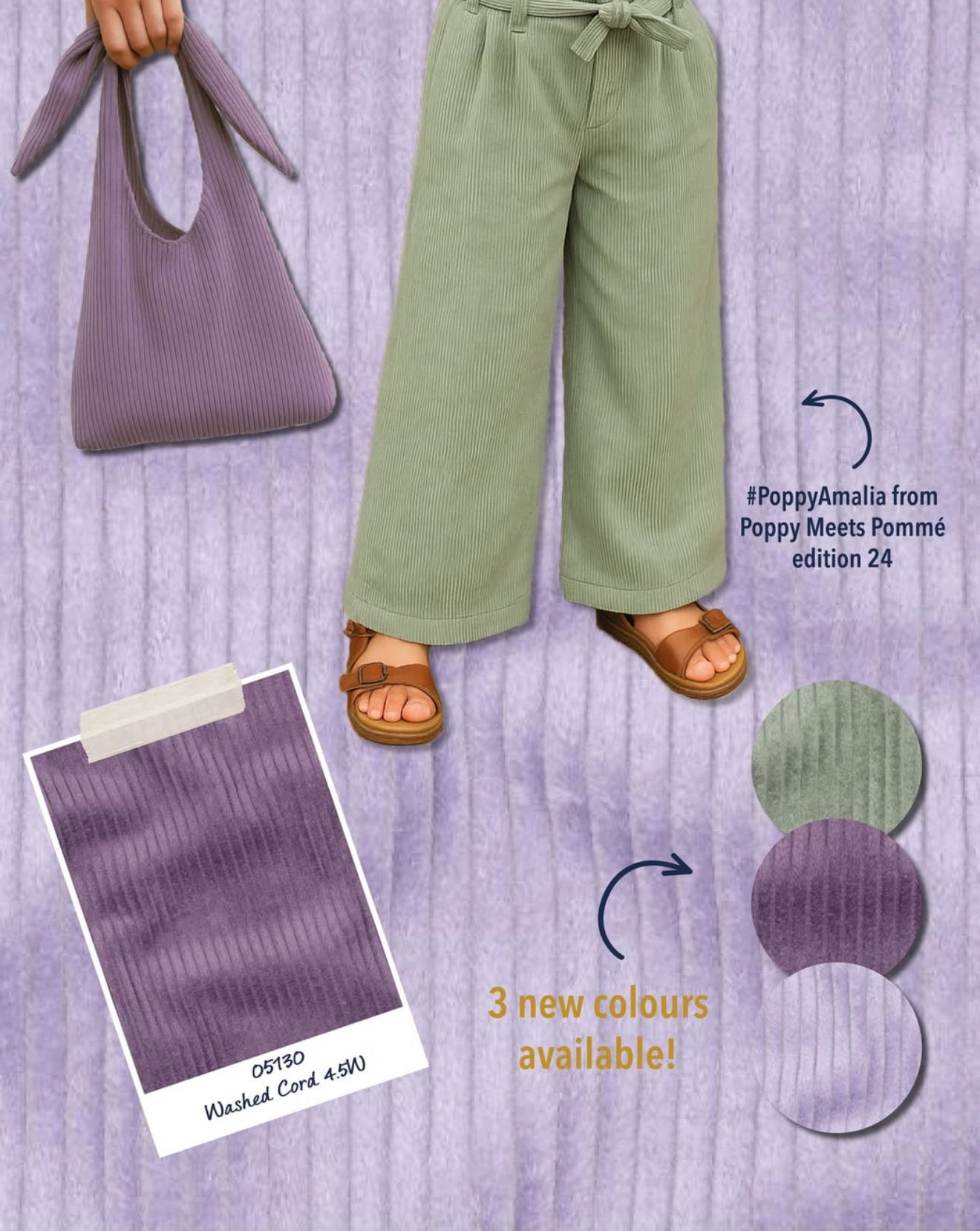 Pure Cotton Washed Corduroy 4.5W in Sage Green