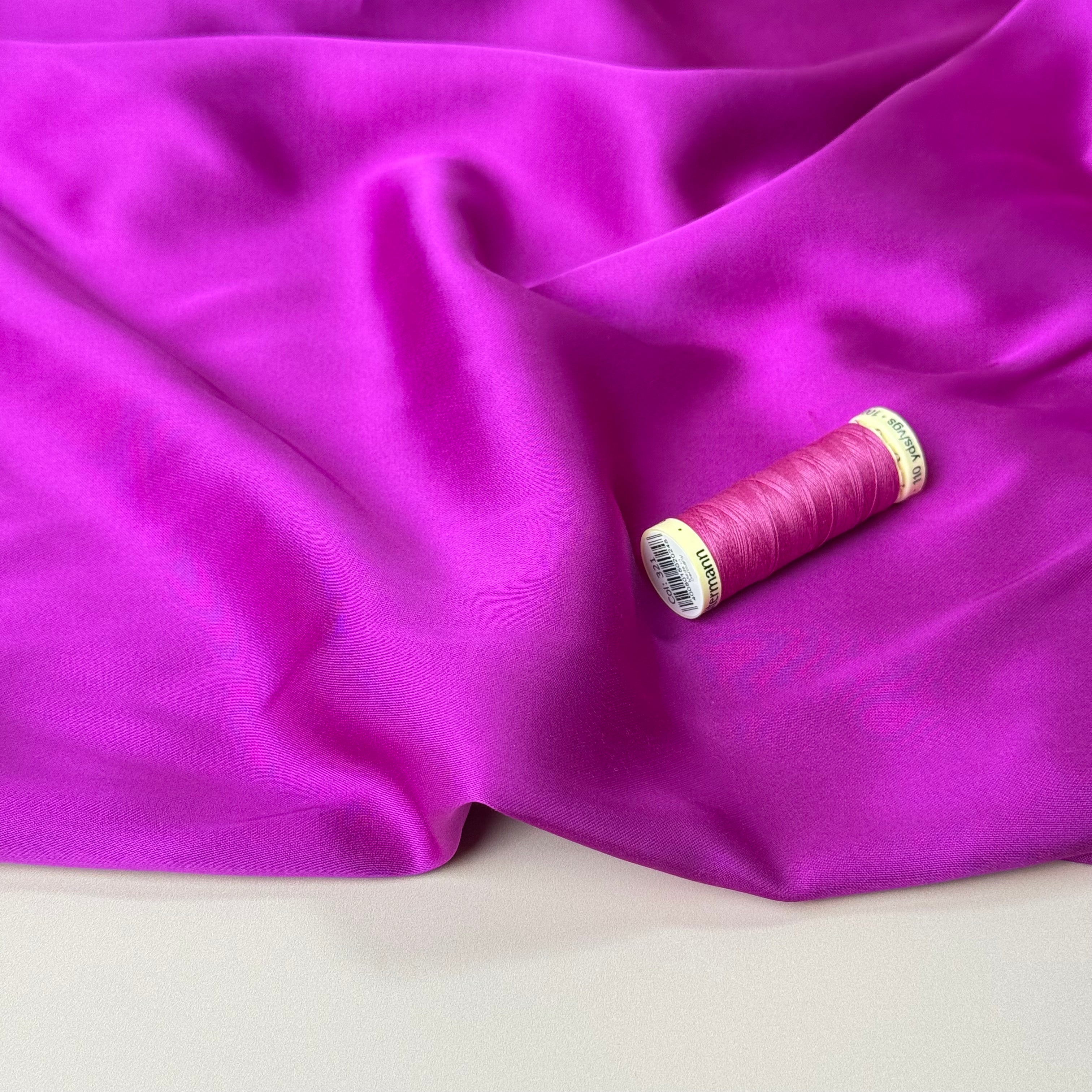 Magenta Solid Viscose Sateen Fabric