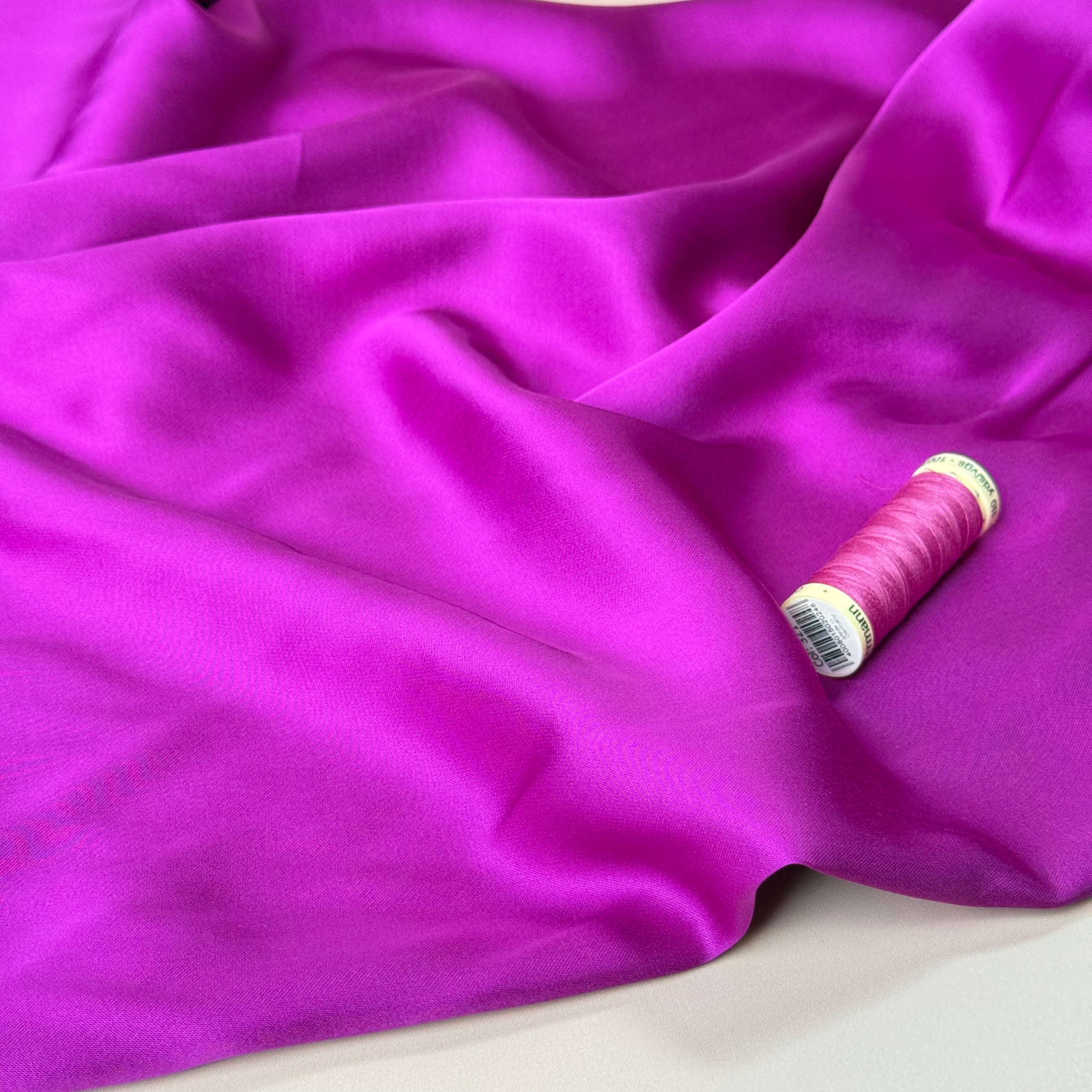 Magenta Solid Viscose Sateen Fabric