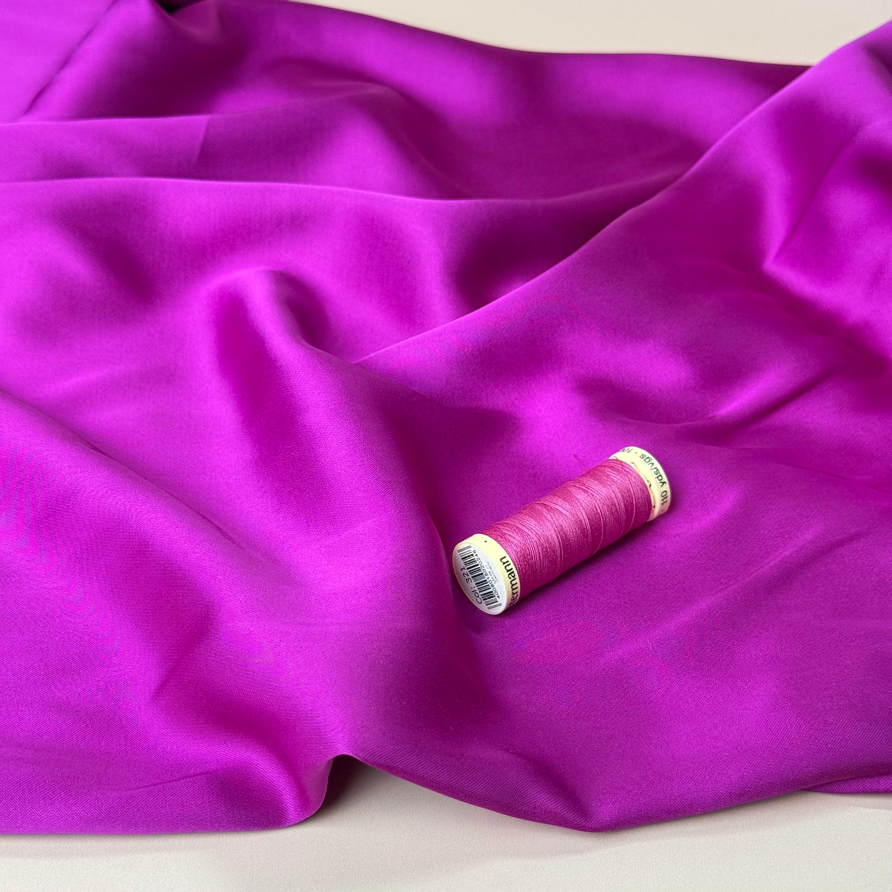 Magenta Solid Viscose Sateen Fabric