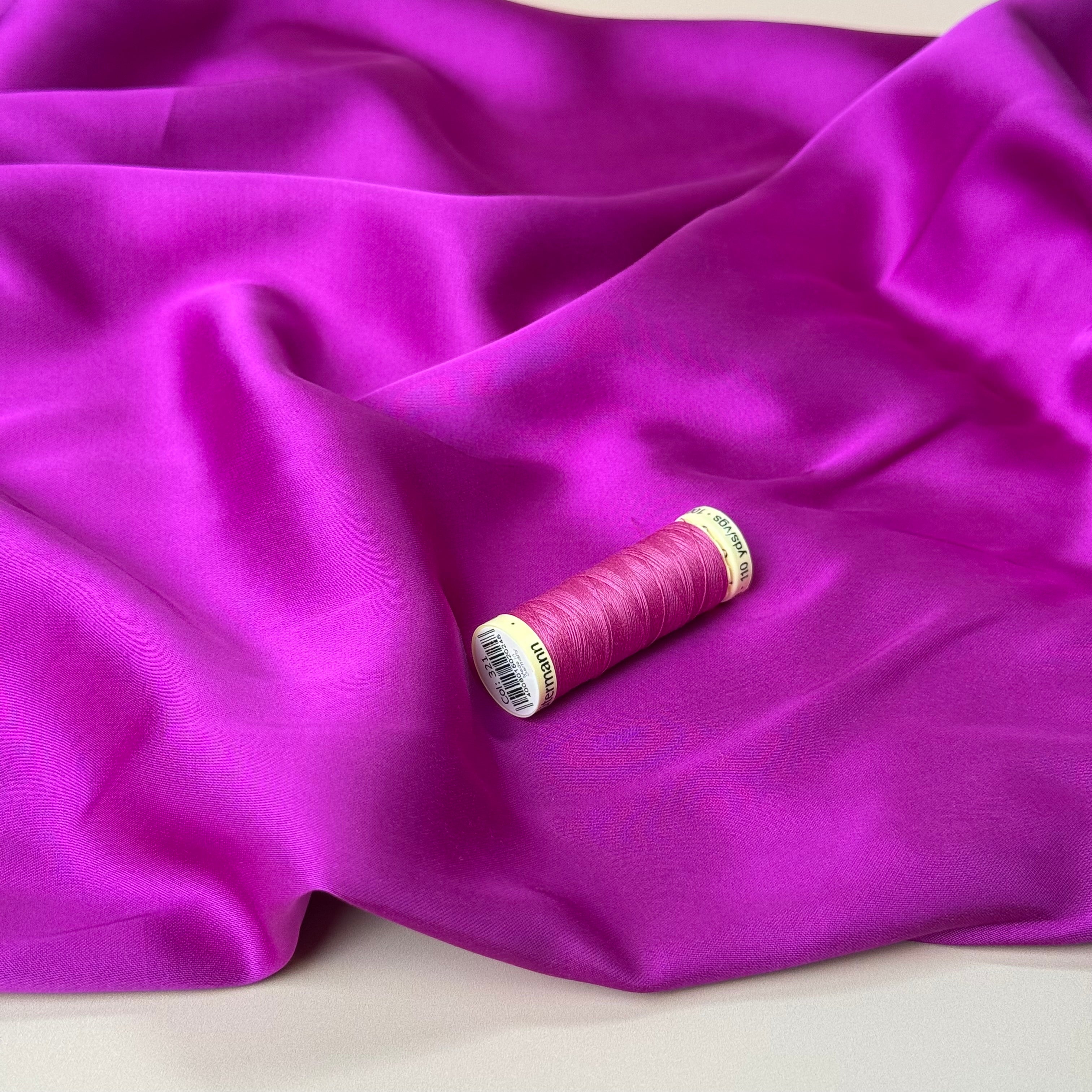 Magenta Solid Viscose Sateen Fabric