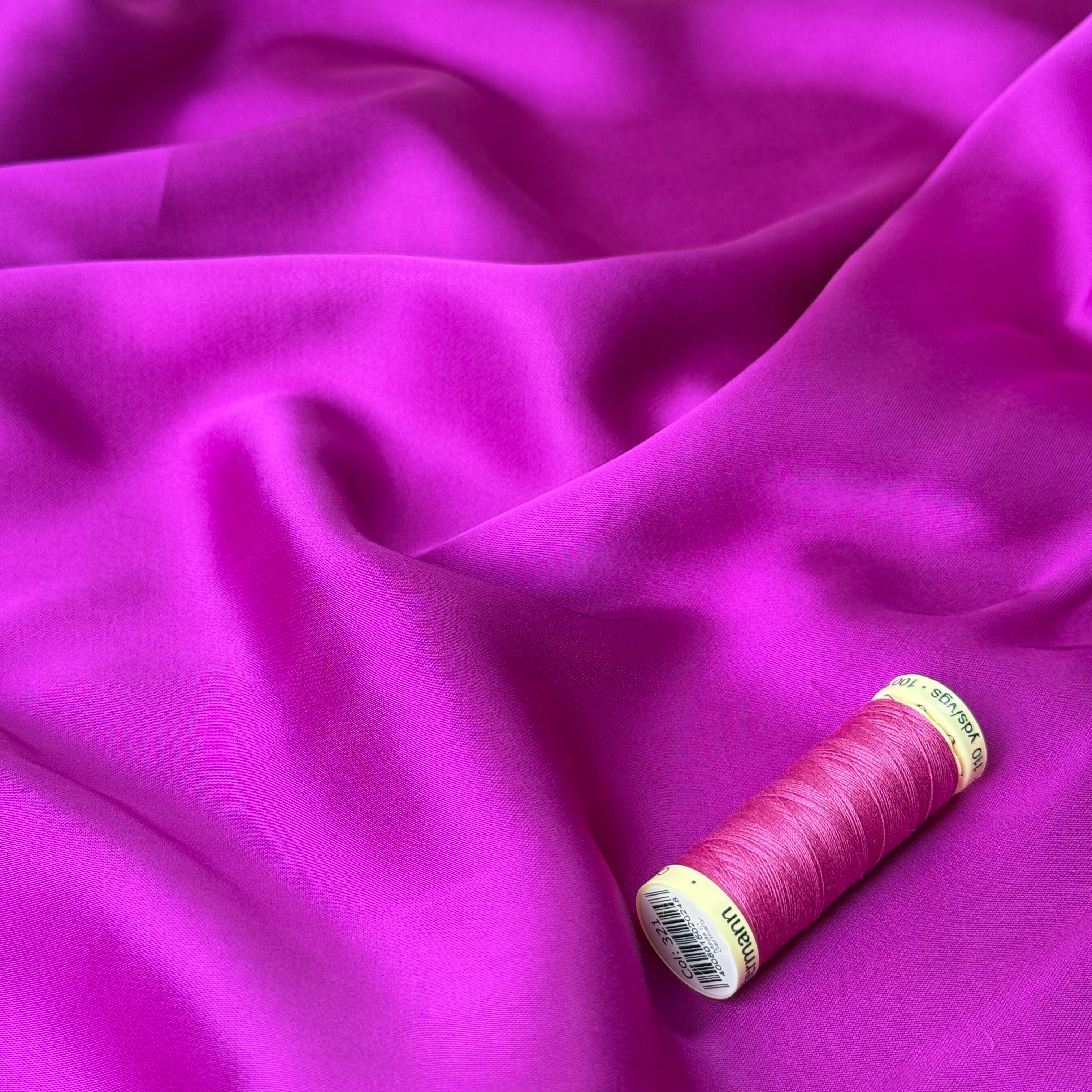 Magenta Solid Viscose Sateen Fabric