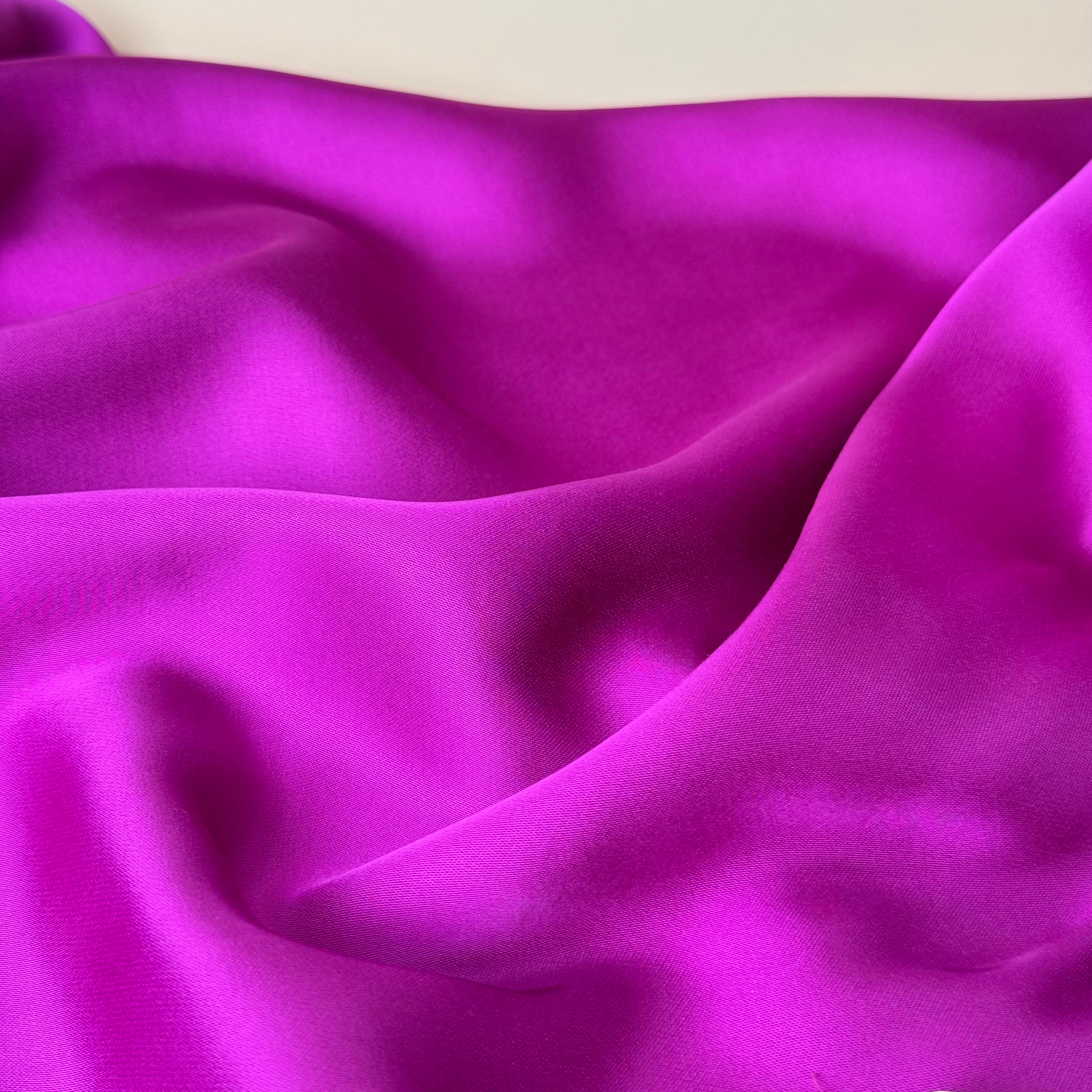 Magenta Solid Viscose Sateen Fabric