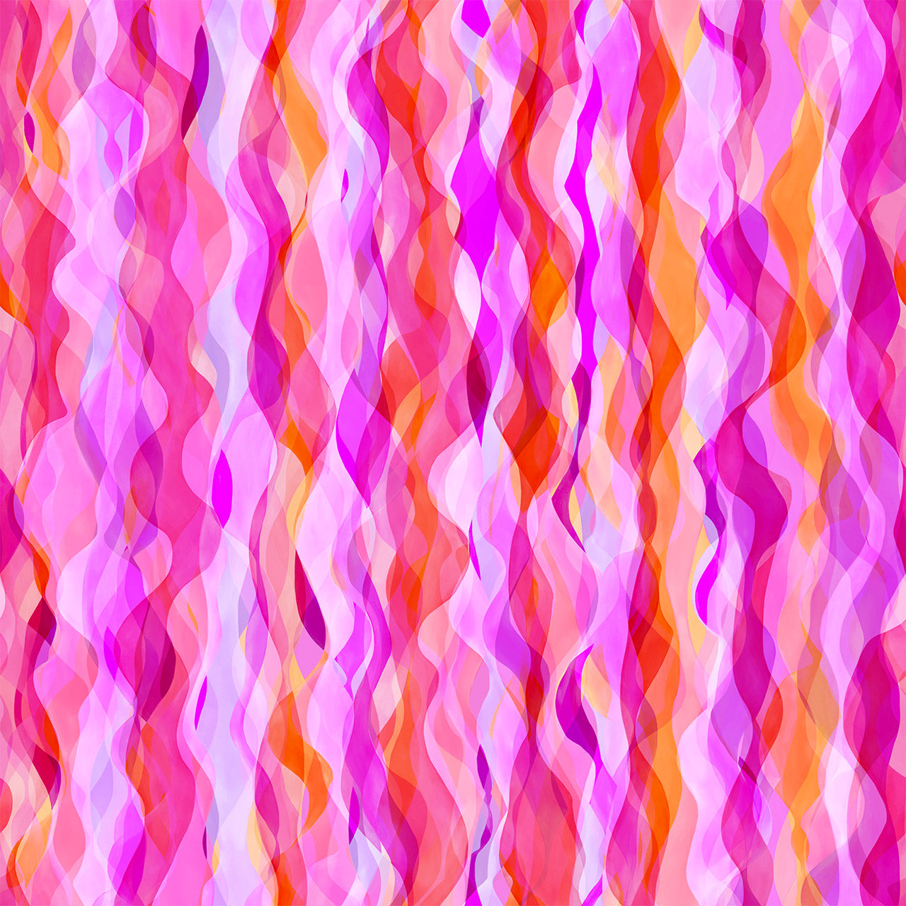 REMNANT 2.32 Metres with Fault (small white dot in print) - Chroma Rose Waves Rayon Fabric