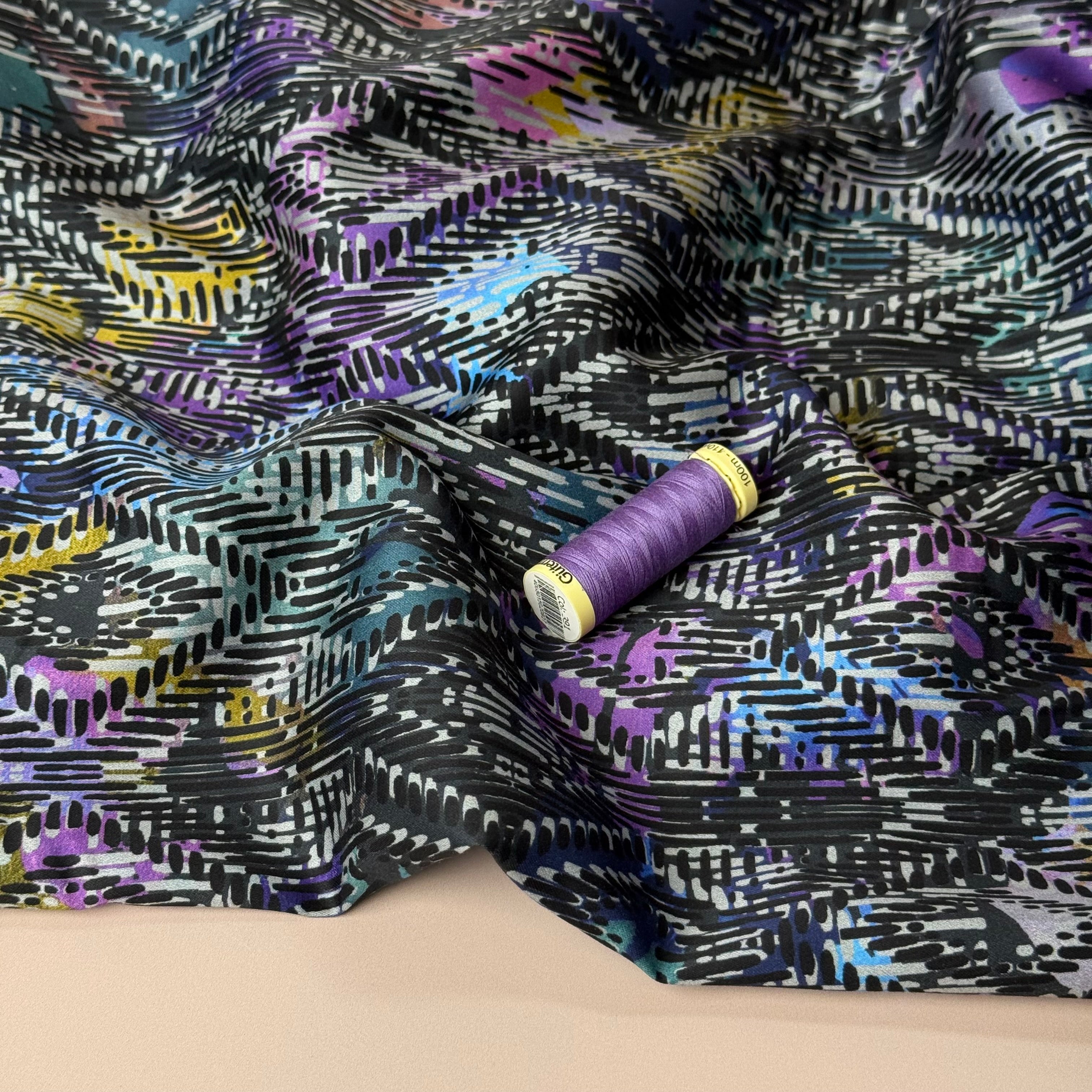 Painted Rhombus Cotton Sateen Fabric