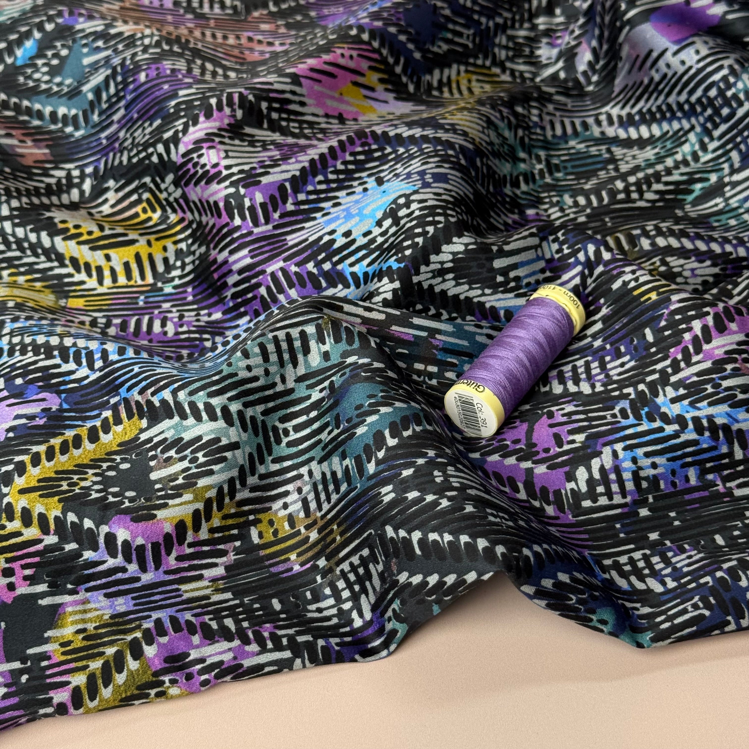 Painted Rhombus Cotton Sateen Fabric