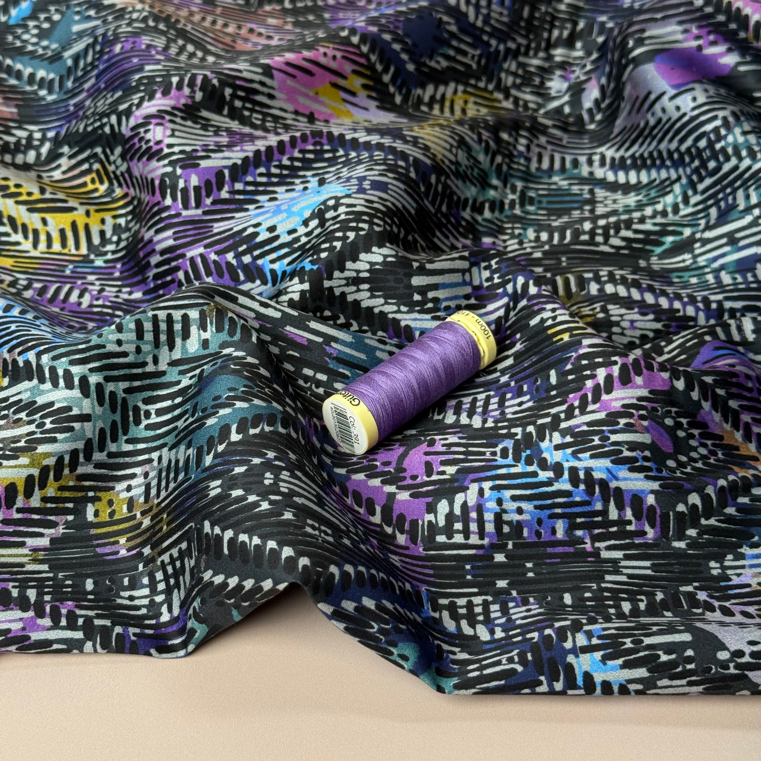 Painted Rhombus Cotton Sateen Fabric