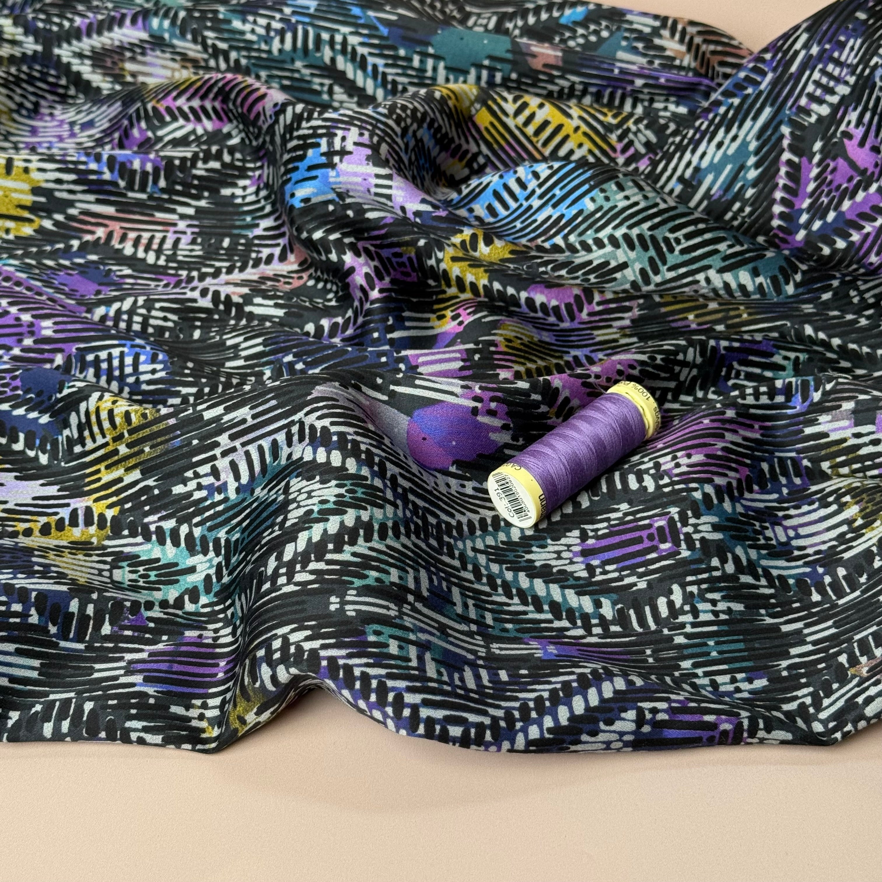 Painted Rhombus Cotton Sateen Fabric