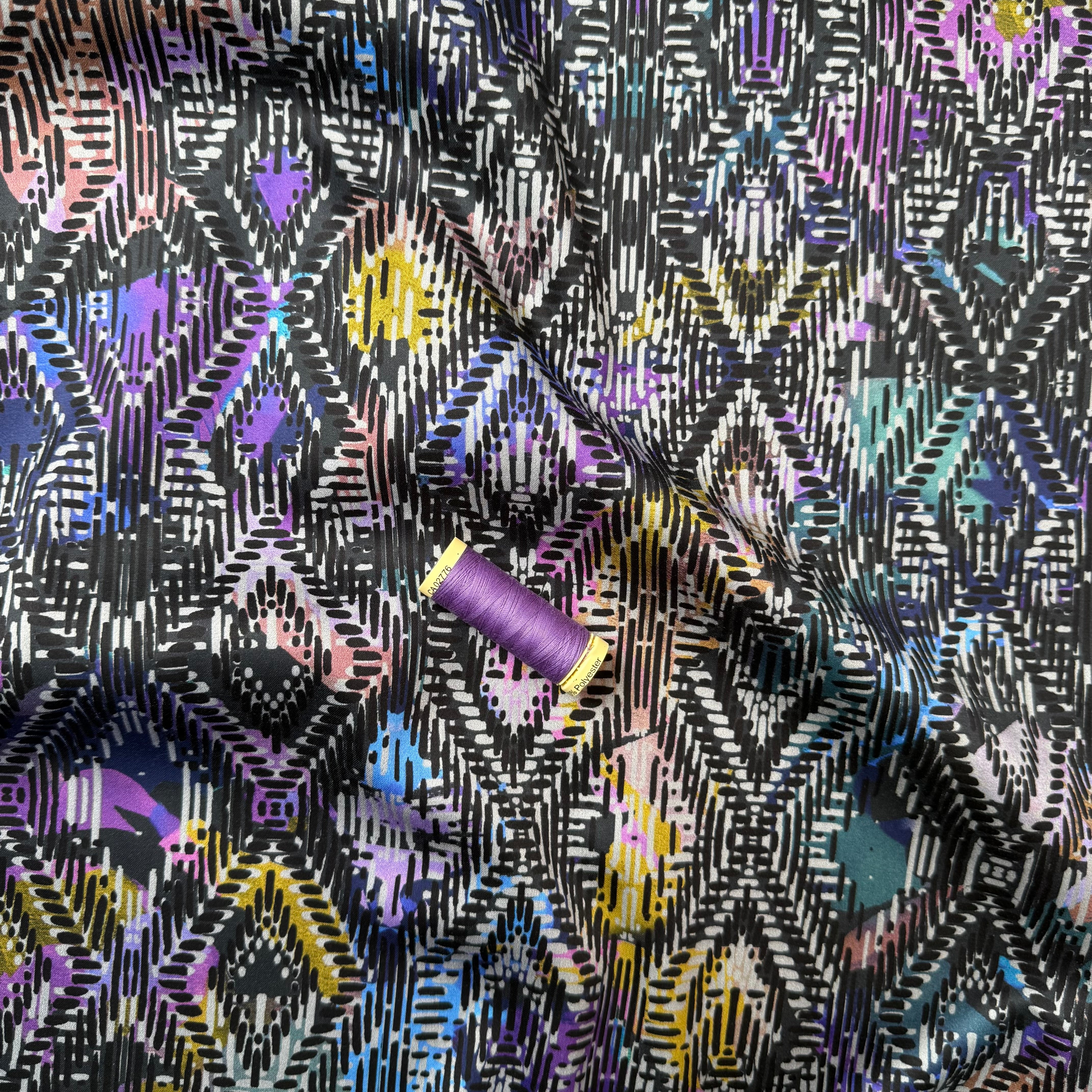 Painted Rhombus Cotton Sateen Fabric