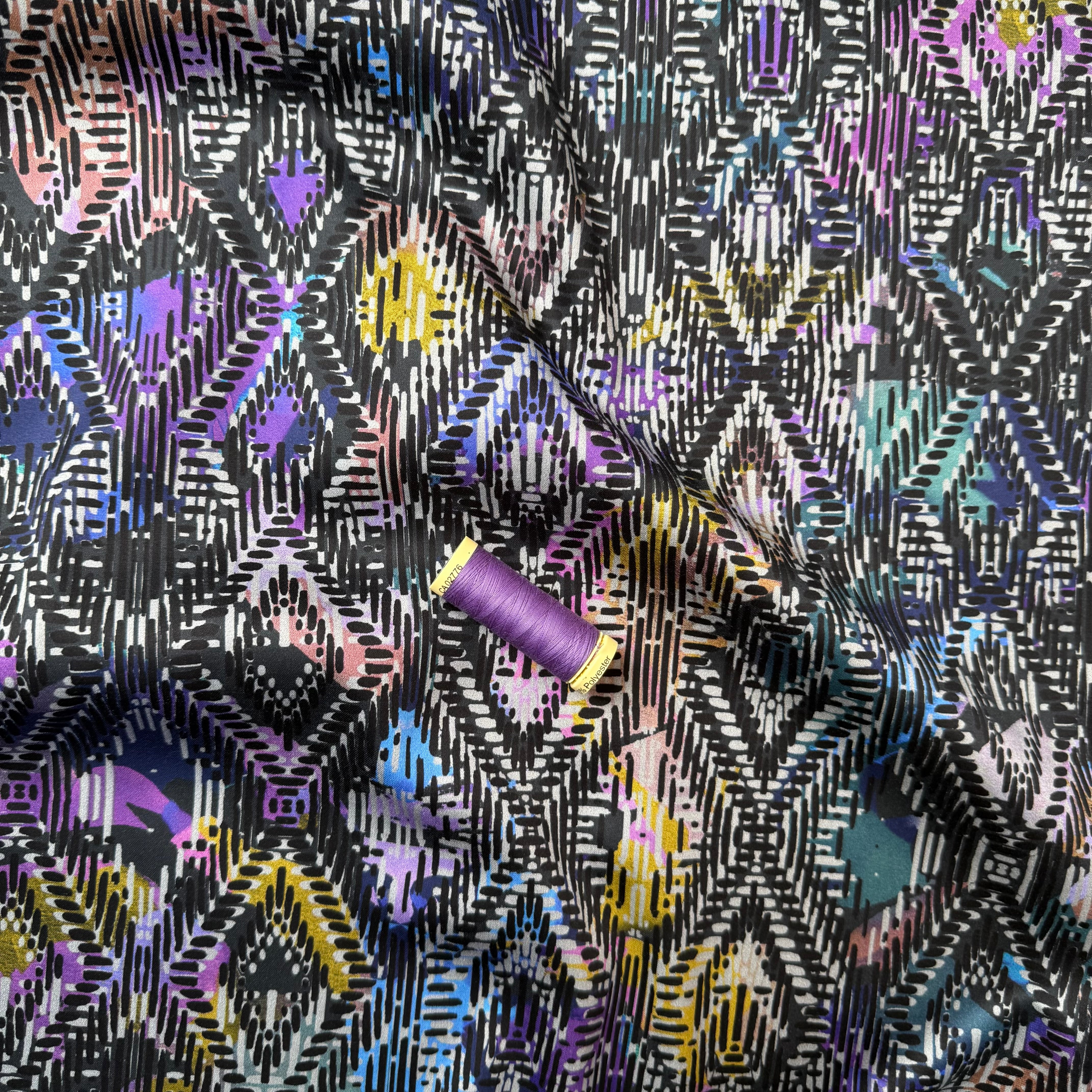 Painted Rhombus Cotton Sateen Fabric