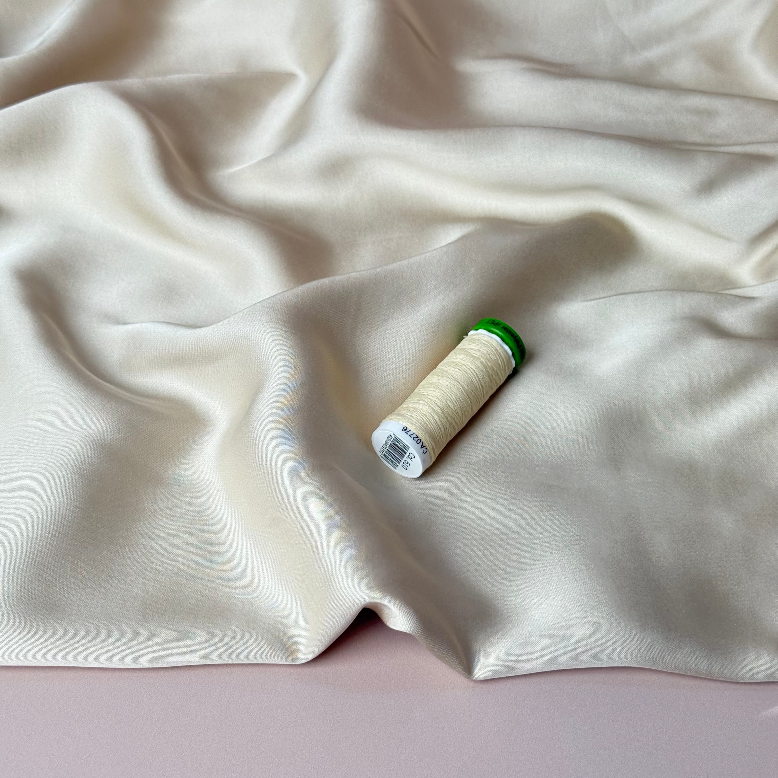 Almond Solid Viscose Sateen Fabric