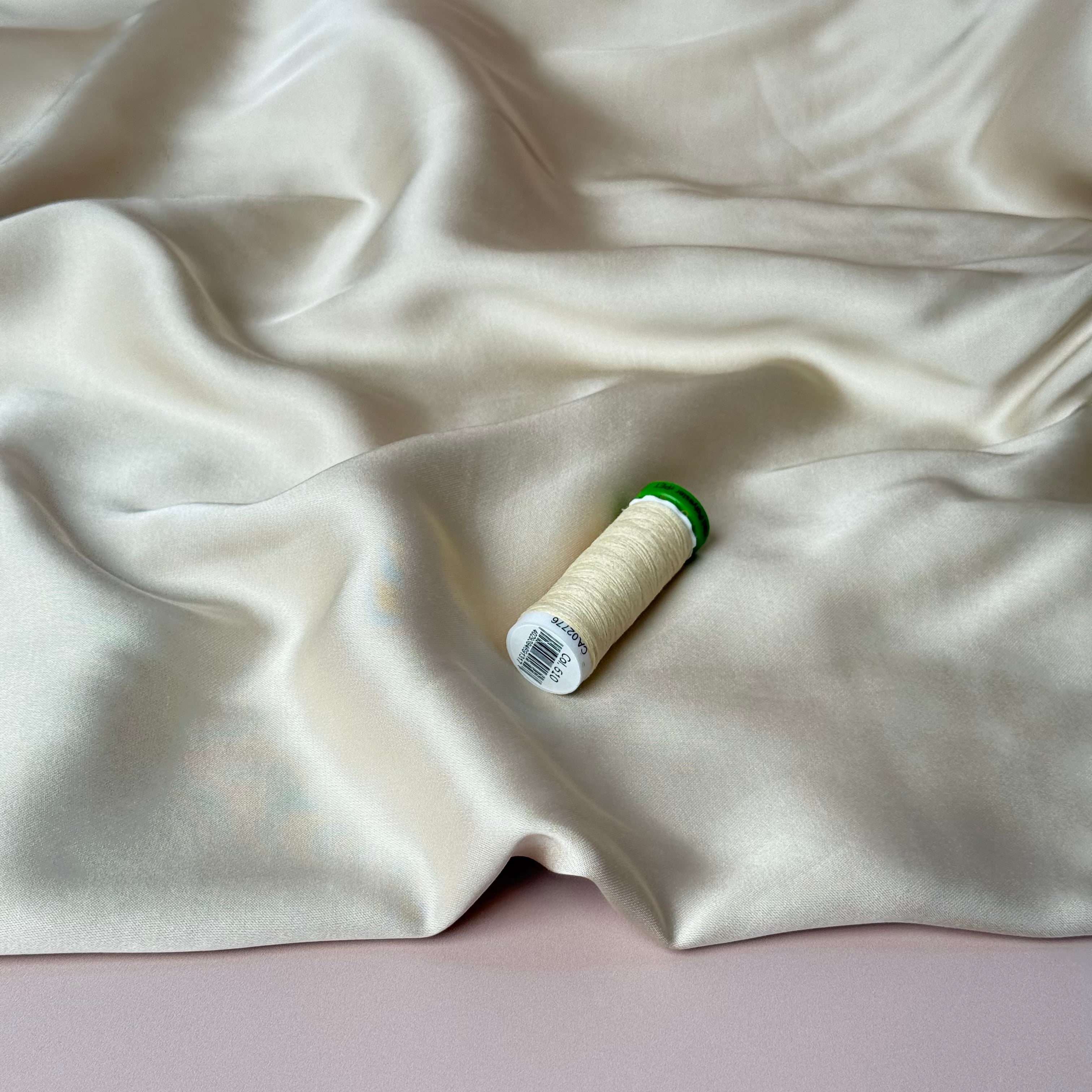 Almond Solid Viscose Sateen Fabric