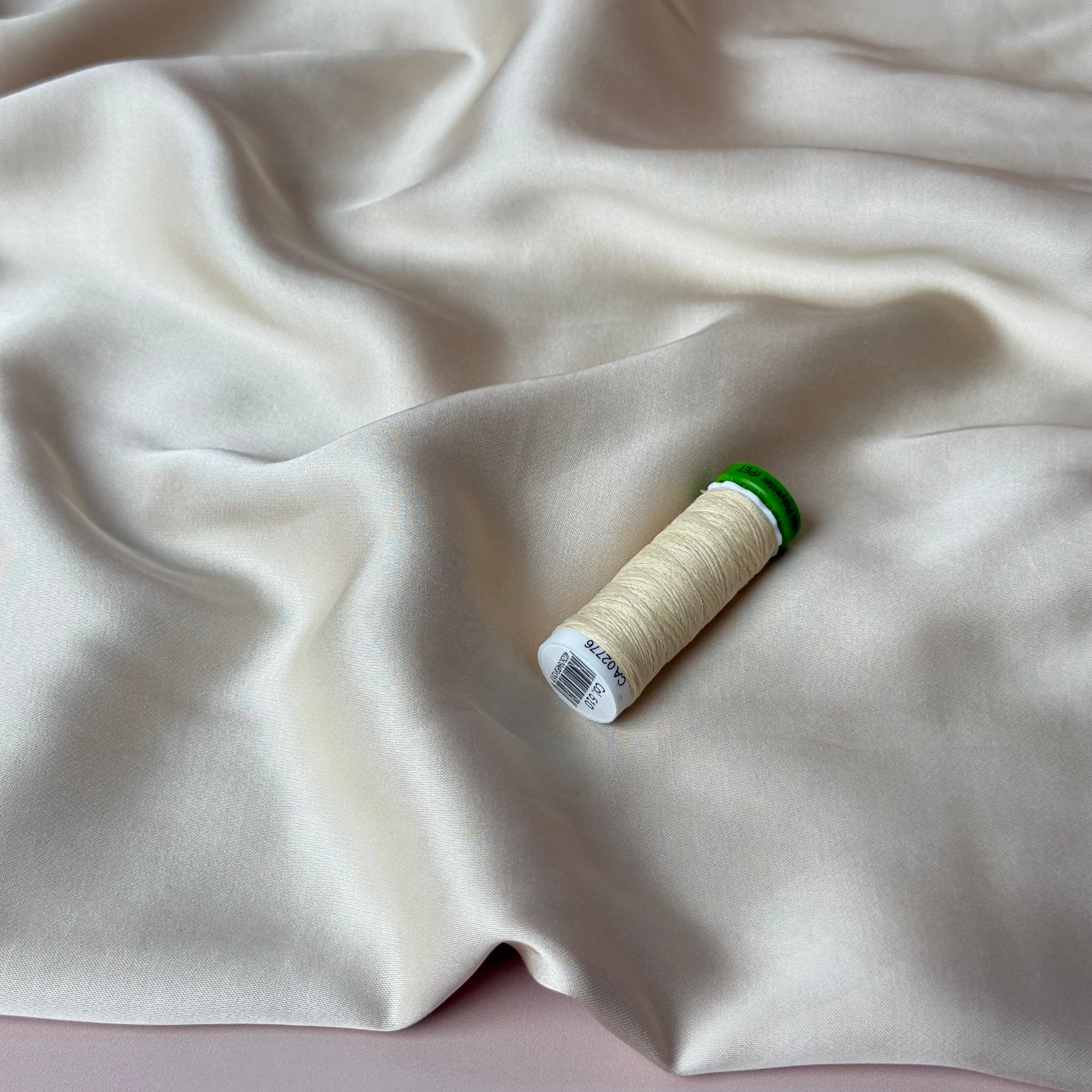 Almond Solid Viscose Sateen Fabric