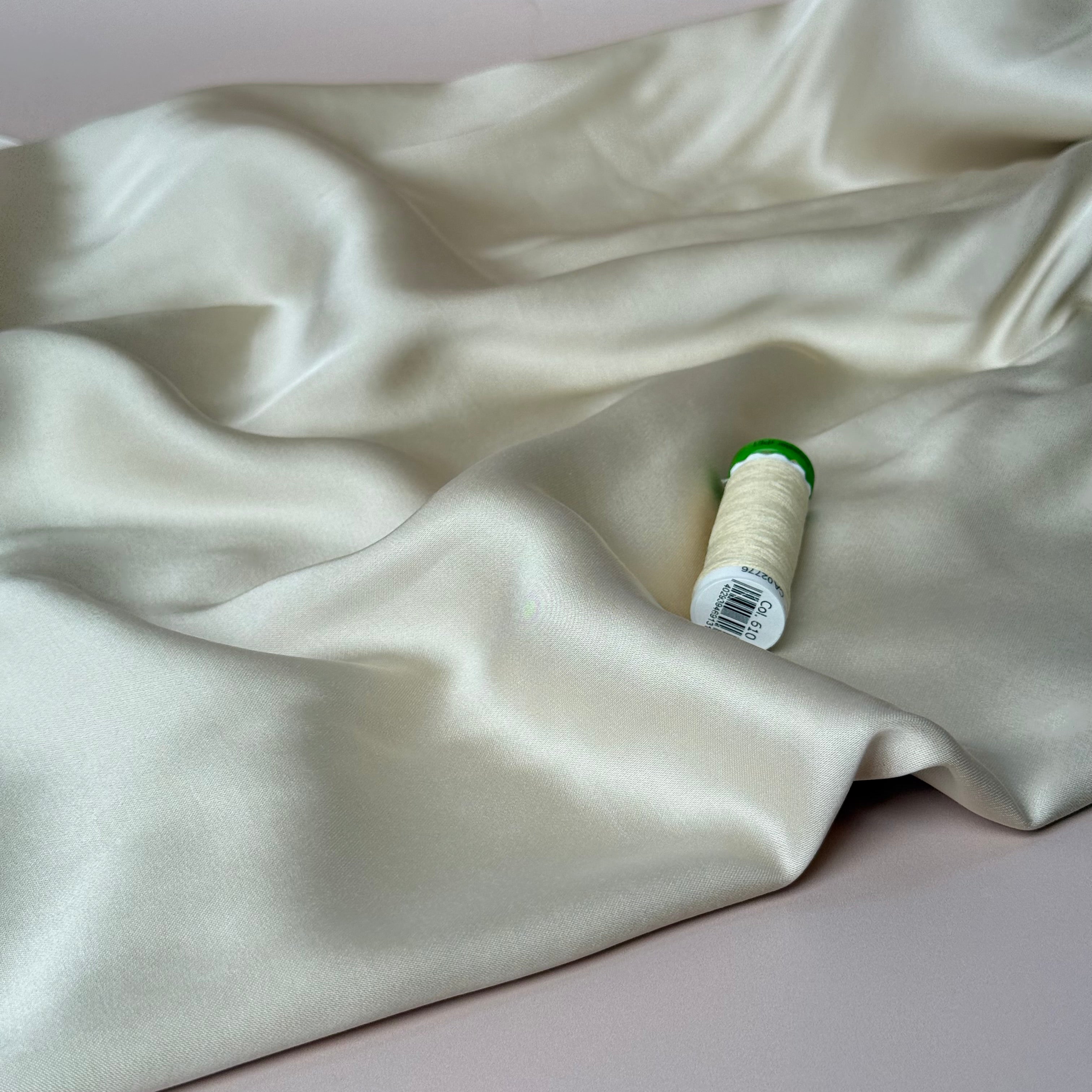 Almond Solid Viscose Sateen Fabric