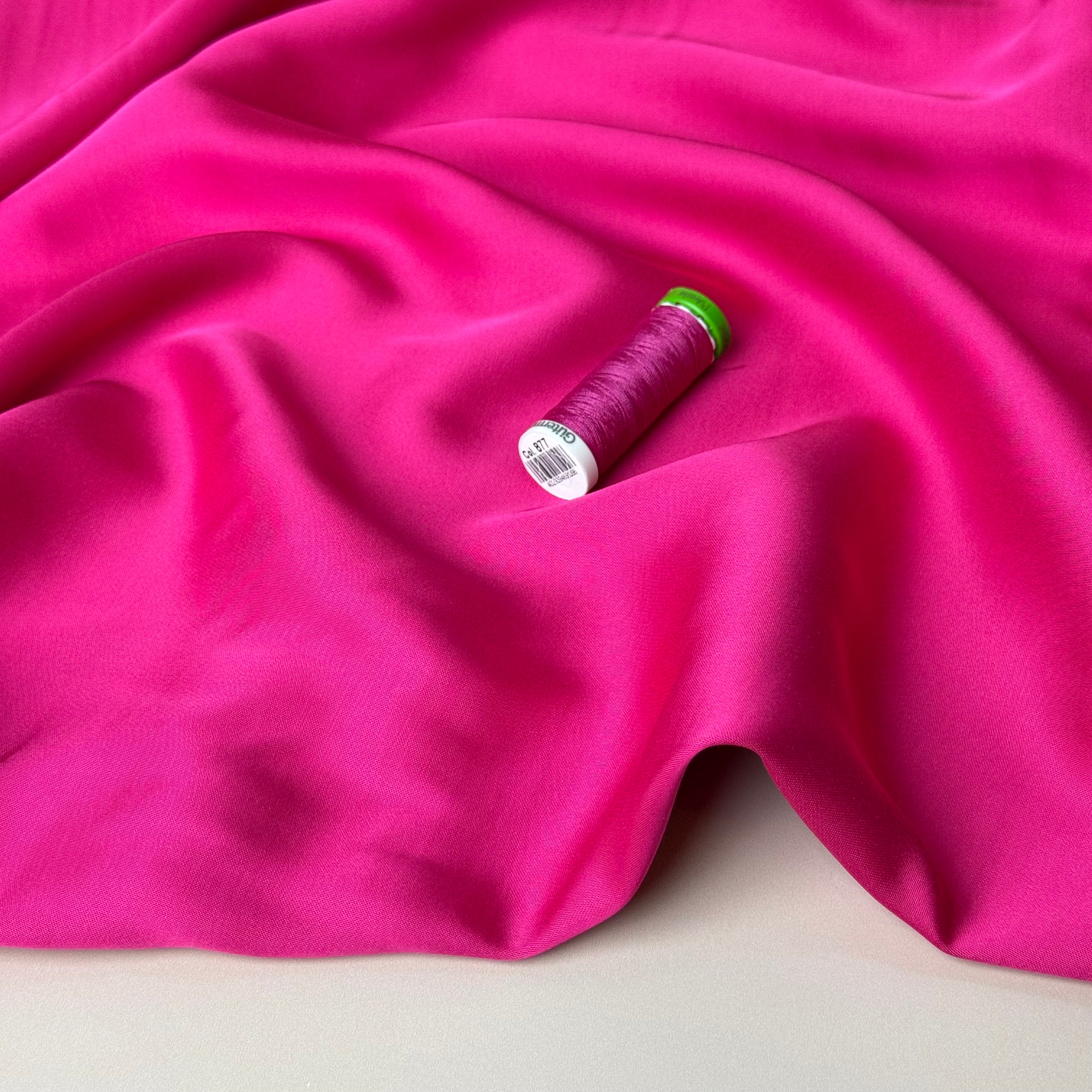 Fuchsia Solid Viscose Sateen Fabric