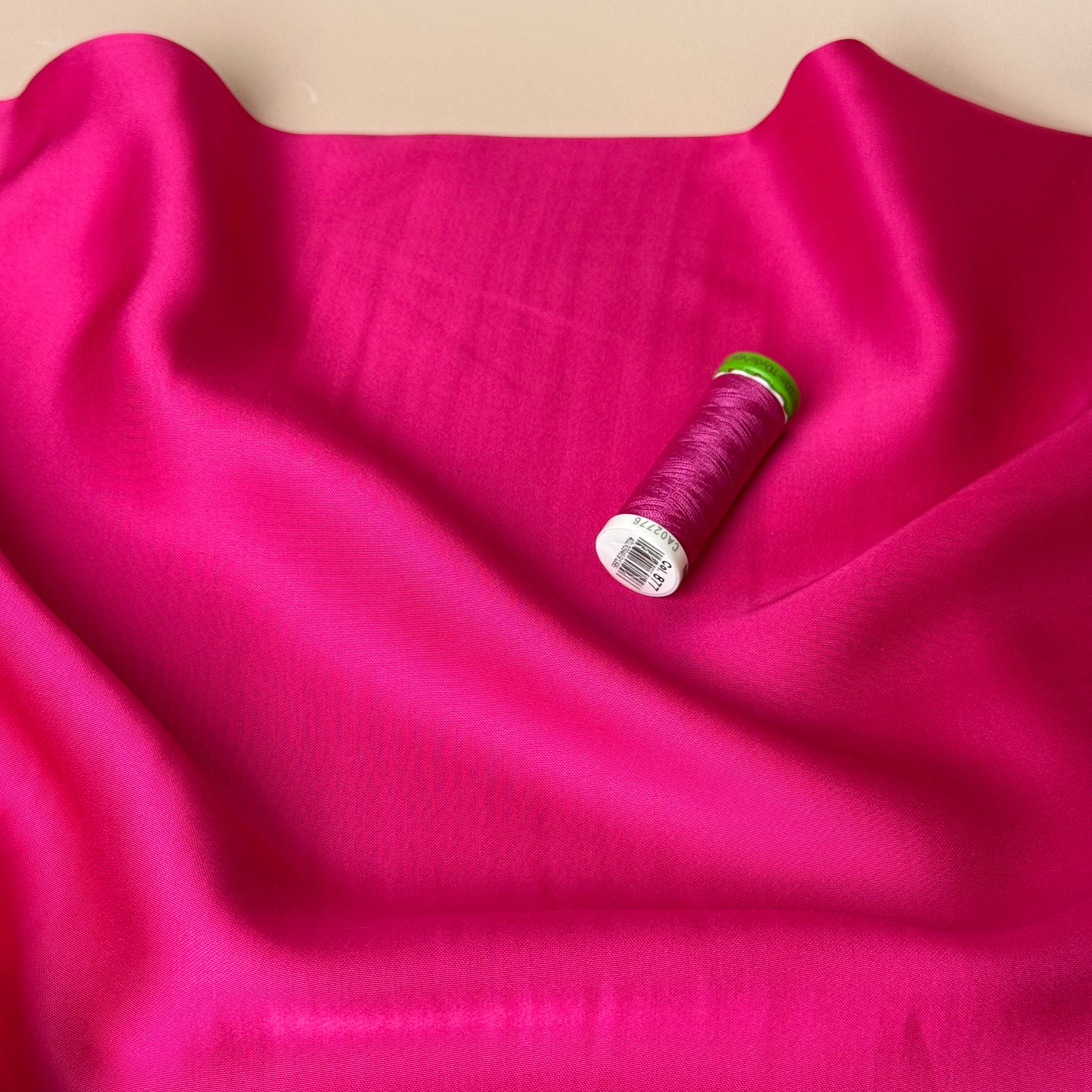 Fuchsia Solid Viscose Sateen Fabric