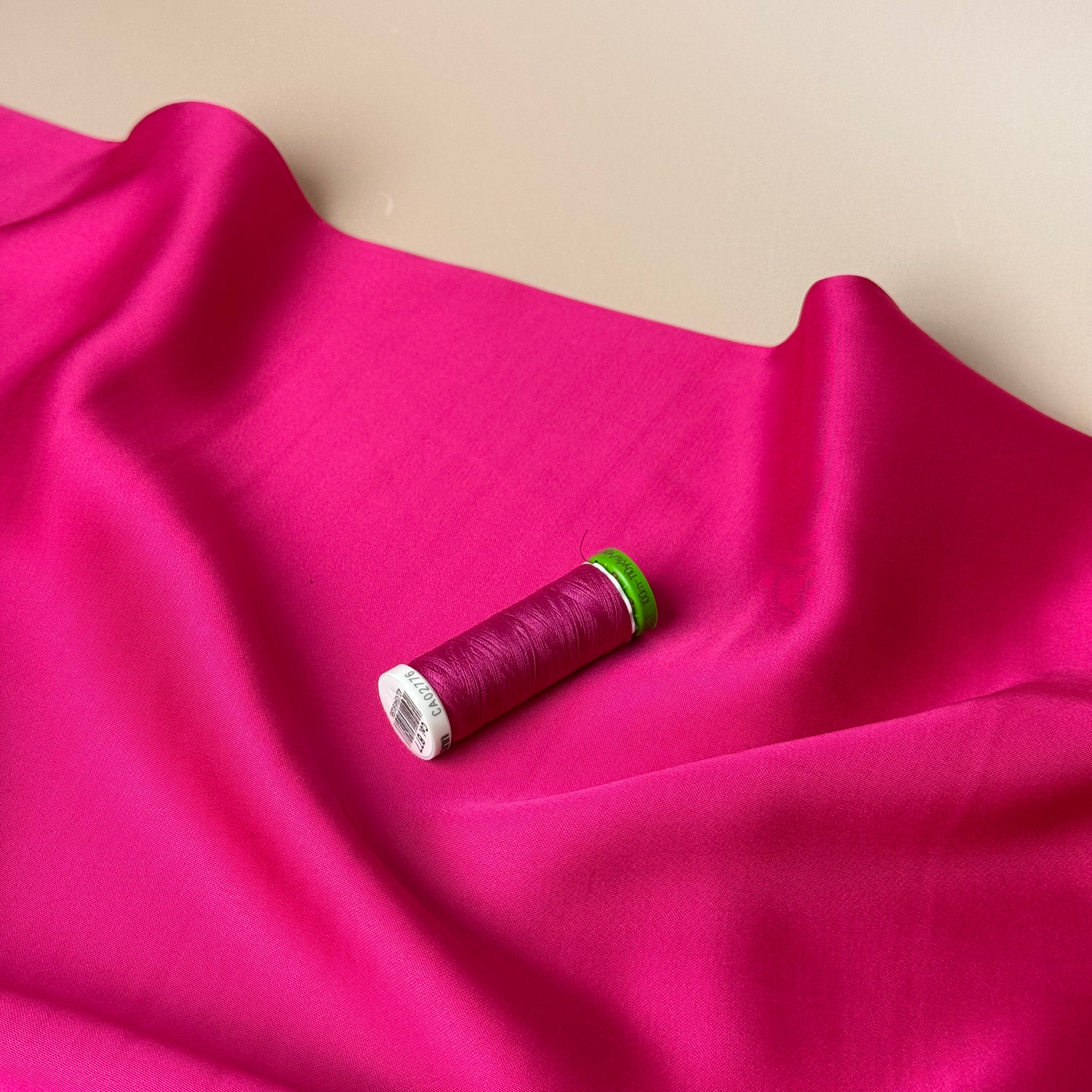 Fuchsia Solid Viscose Sateen Fabric