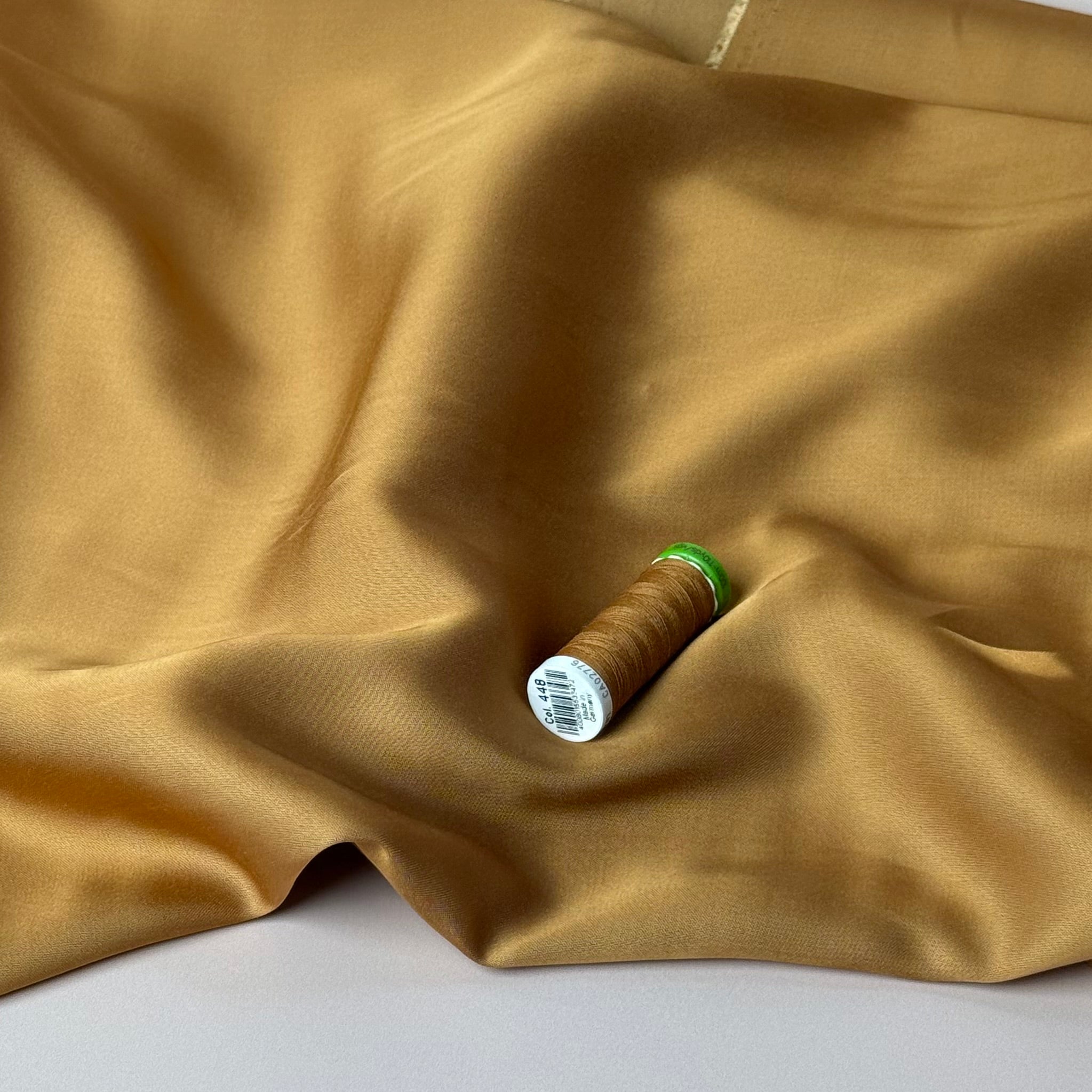 Caramel Solid Viscose Sateen Fabric