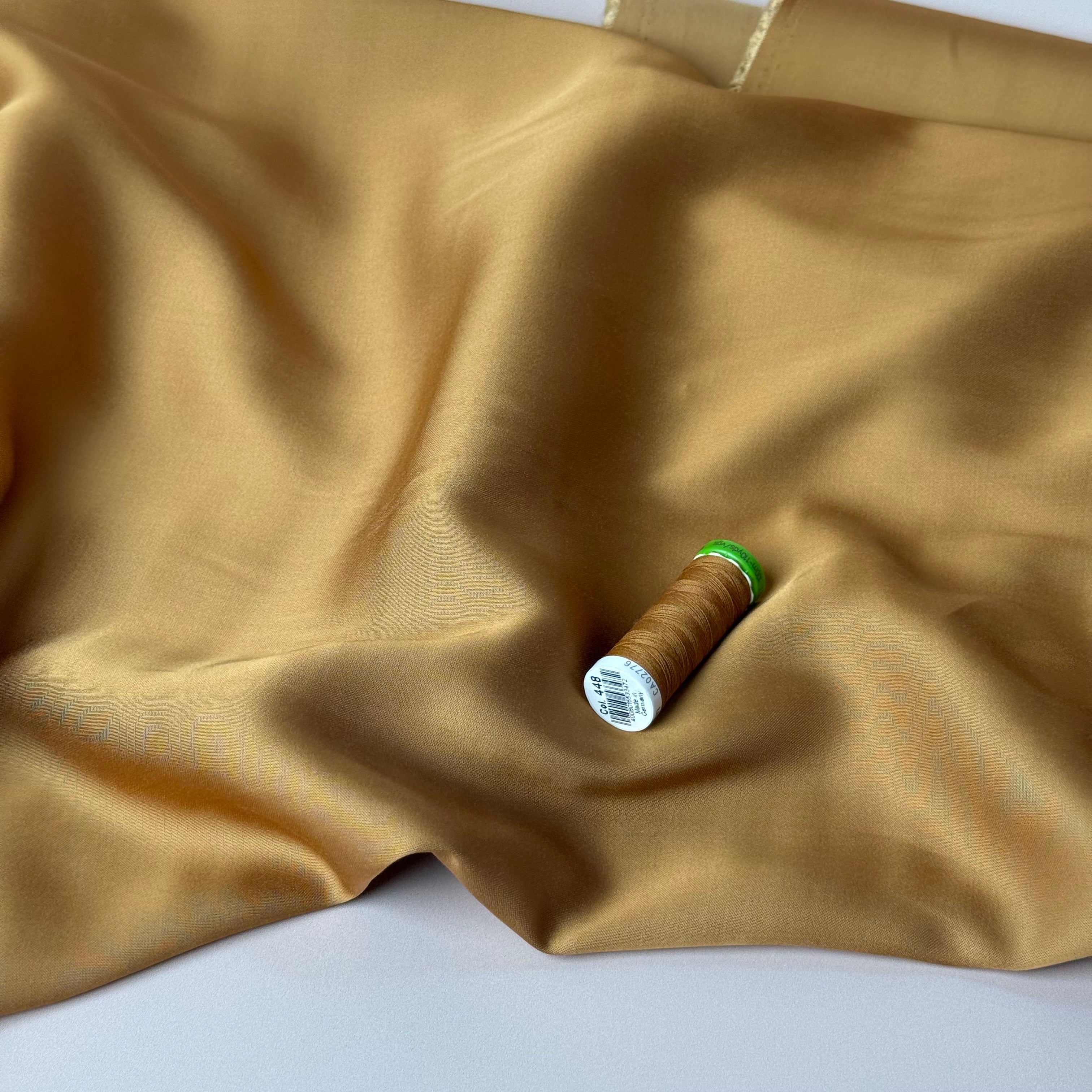 Caramel Solid Viscose Sateen Fabric