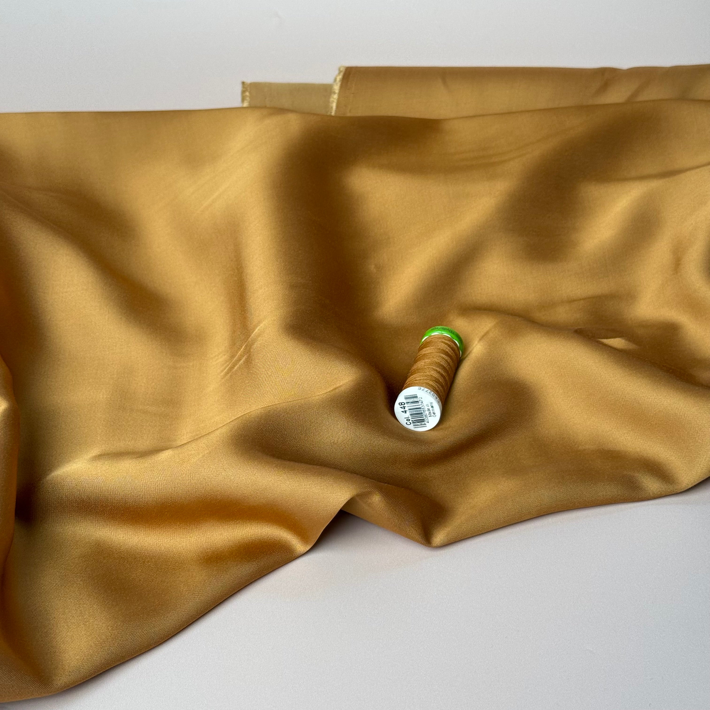 Caramel Solid Viscose Sateen Fabric