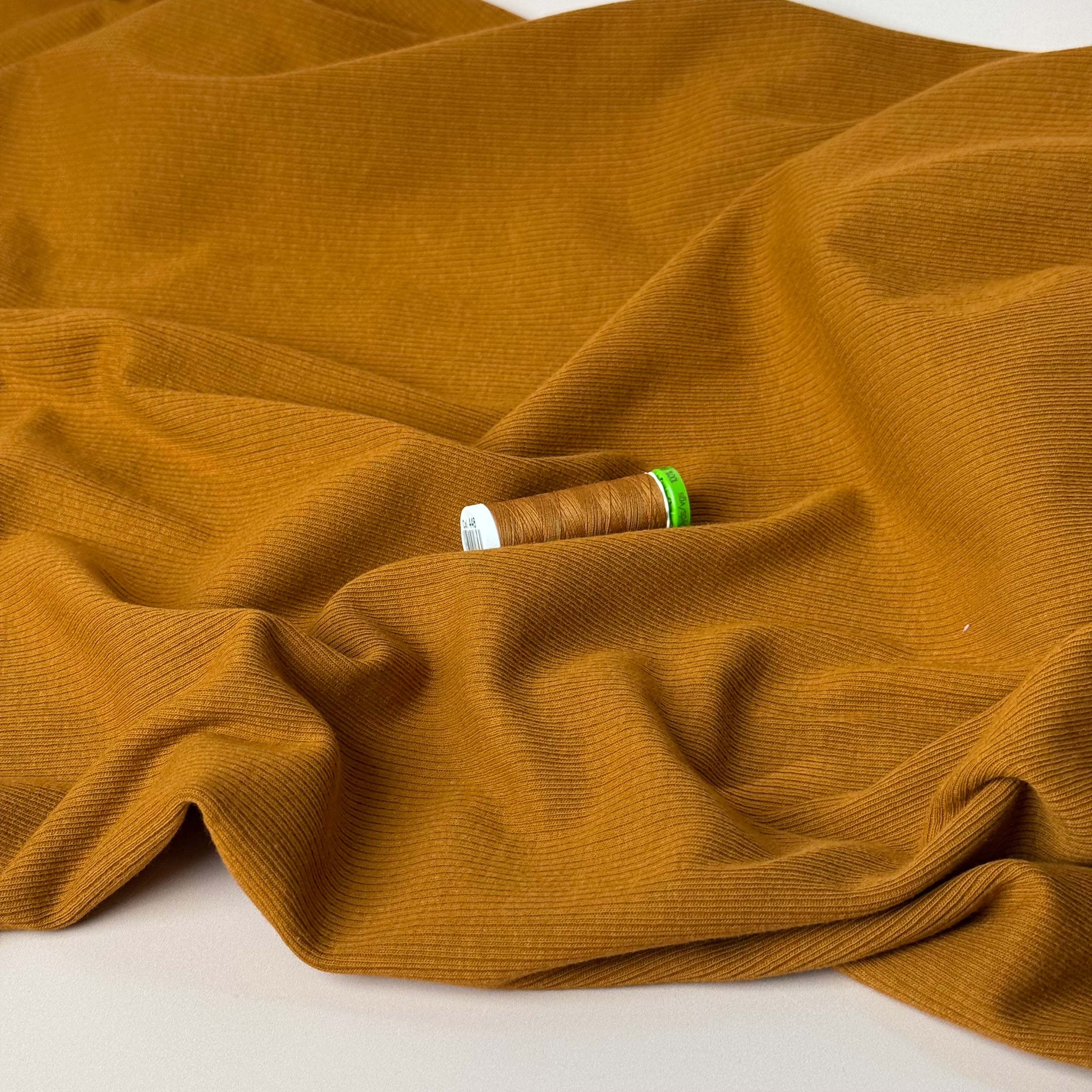 Cosy Cotton Ribbed Jersey in Caramel