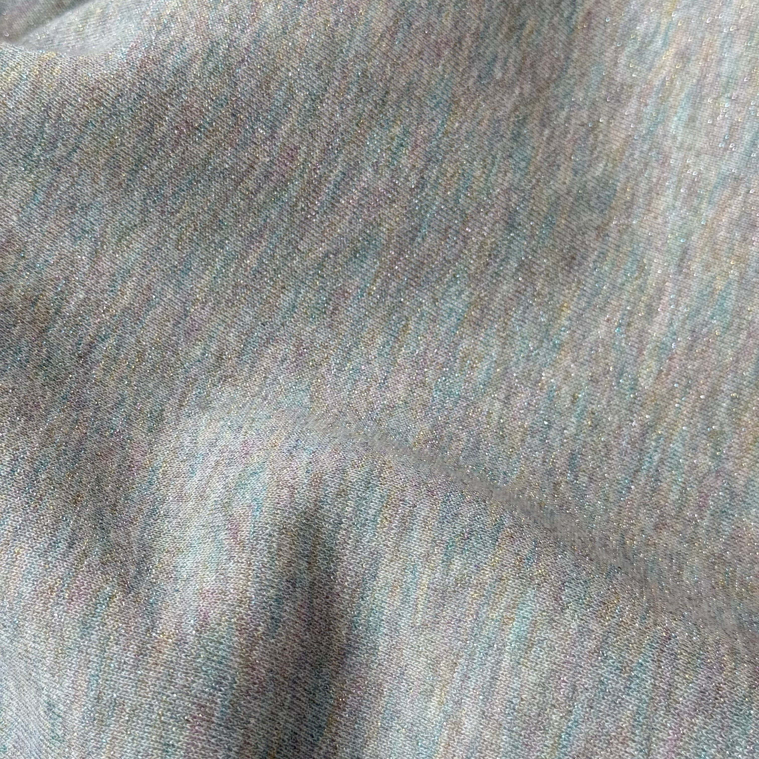 Sparkle Grey Melange Cotton Sweat-Shirting with Rainbow Lurex