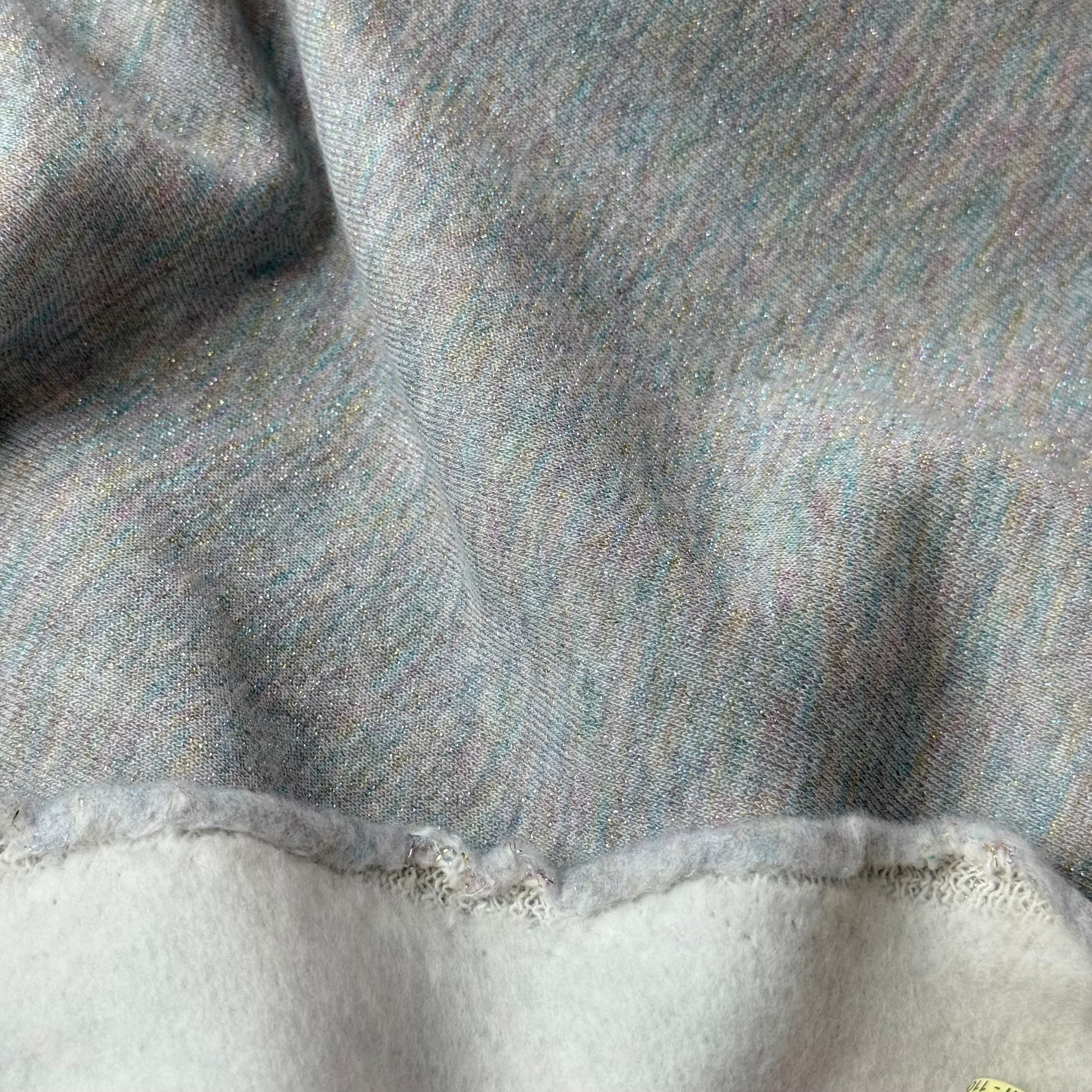 Sparkle Grey Melange Cotton Sweat-Shirting with Rainbow Lurex