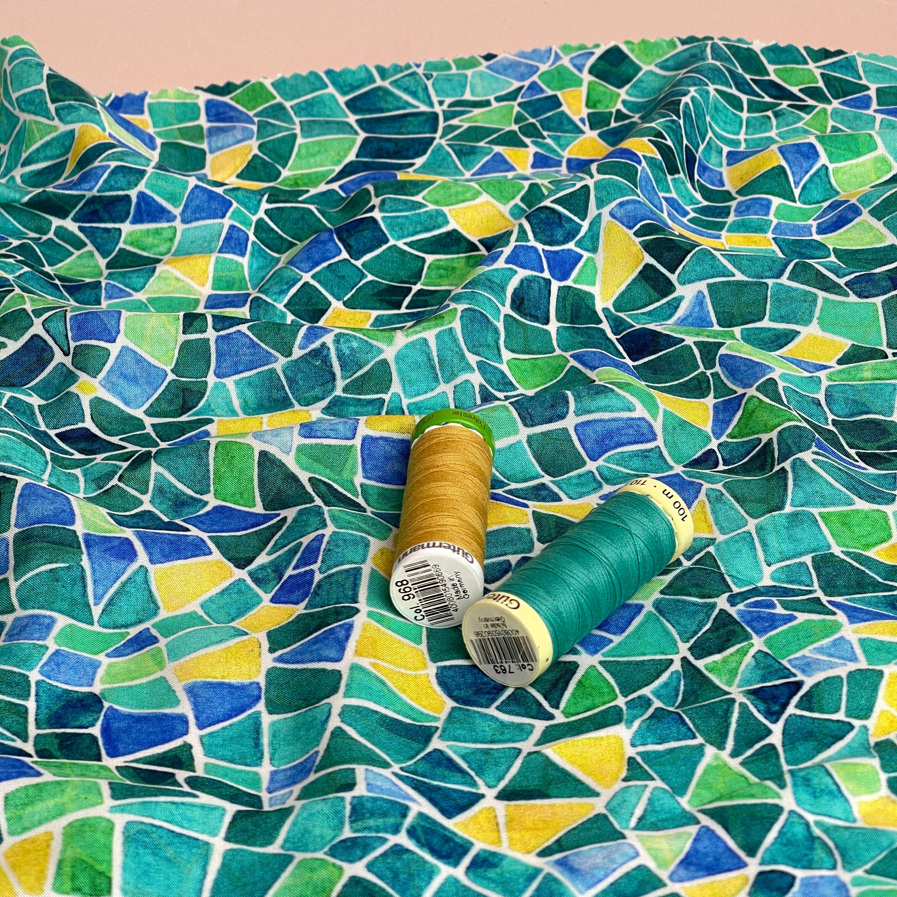 REMNANT 0.39 Metre - Adventure - Mosaics Viscose in Emerald