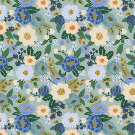 Rifle Paper Co - Vintage Blossom Mint Metallic Cotton from Vintage Garden