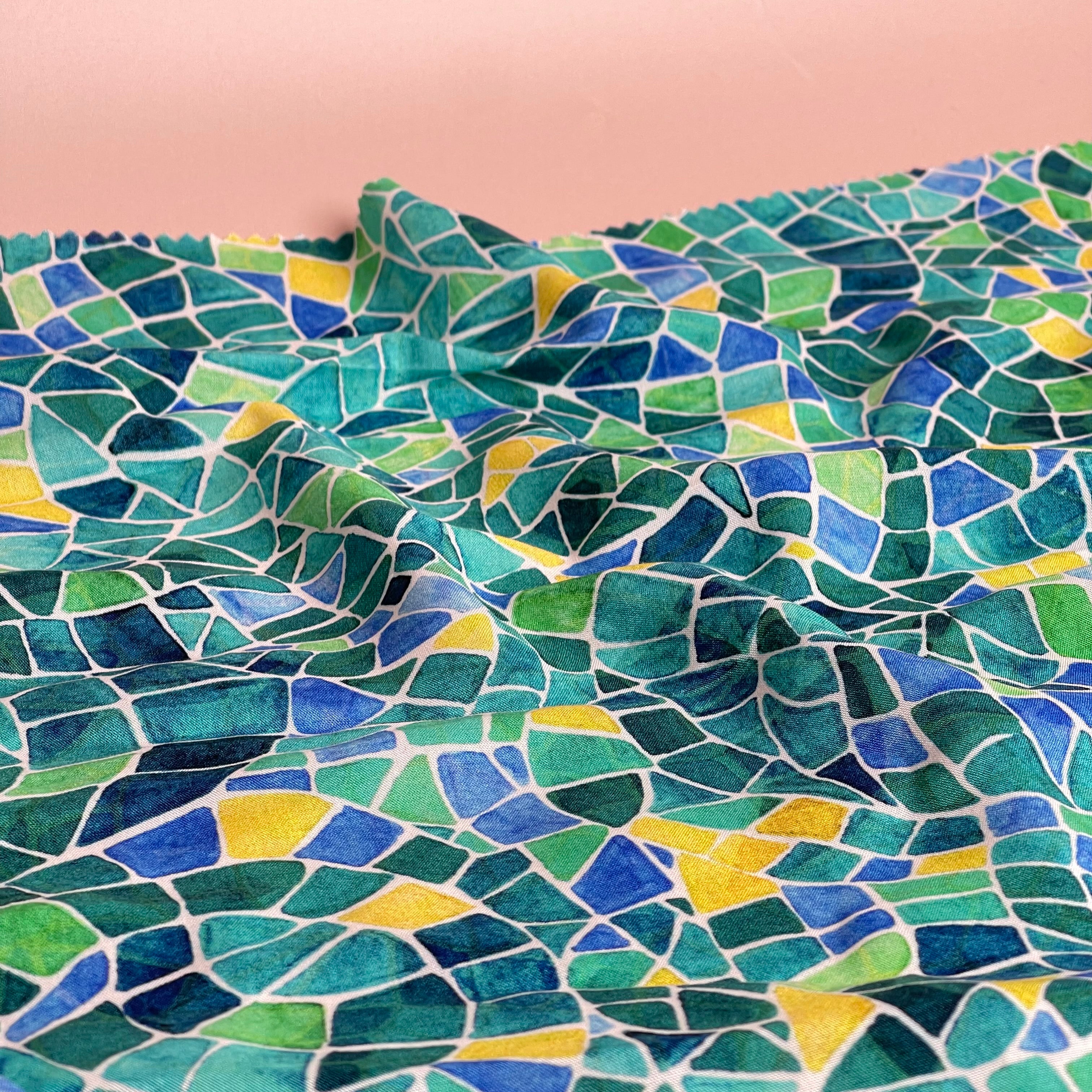 REMNANT 0.39 Metre - Adventure - Mosaics Viscose in Emerald