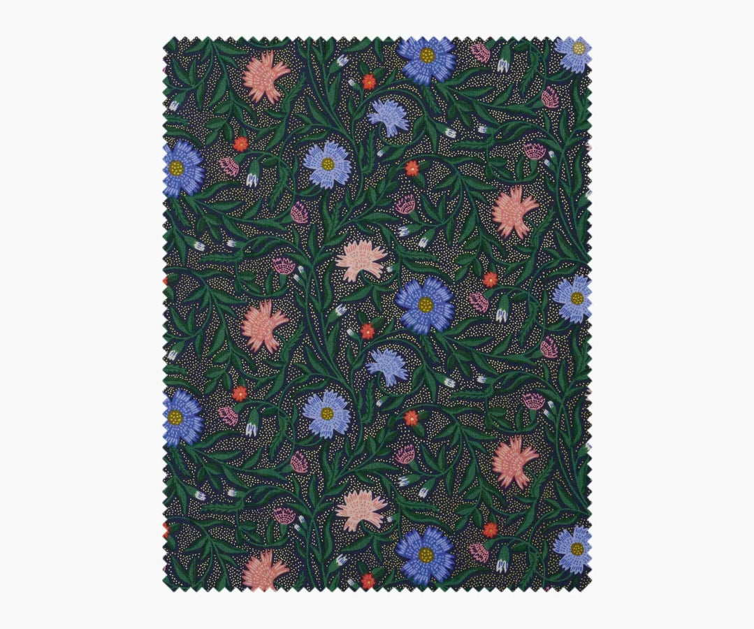 Rifle Paper Co - Aster Navy Metallic Cotton from Vintage Garden