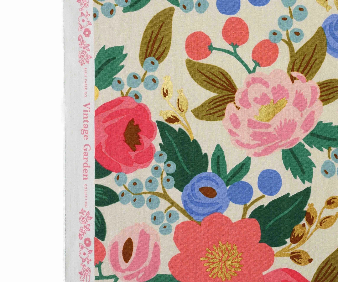 Rifle Paper Co - Vintage Blossom Cream Metallic Canvas from Vintage Garden