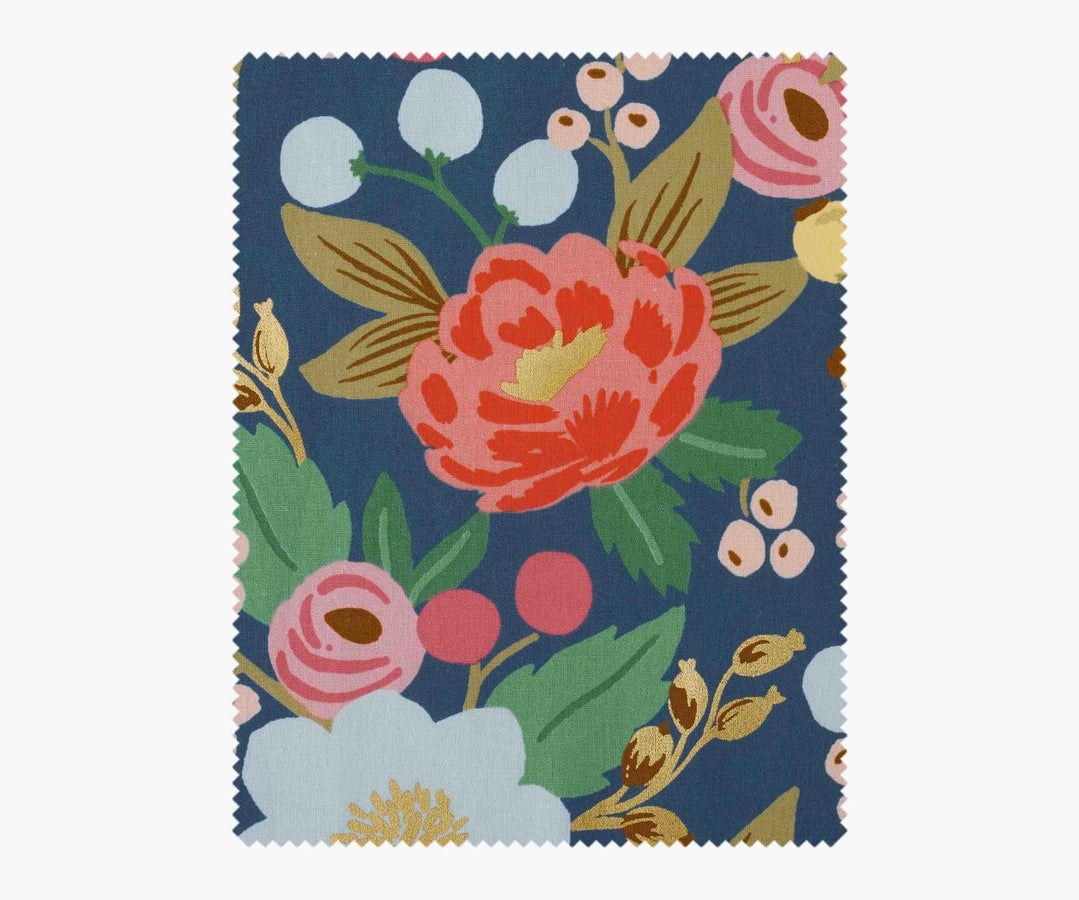 Rifle Paper Co - Vintage Blossom Blue Metallic Canvas from Vintage Garden