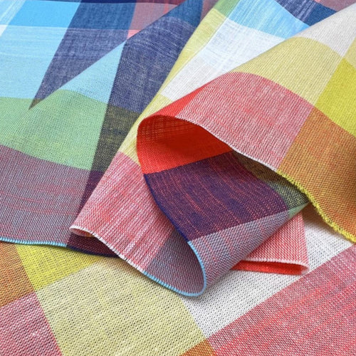 REMNANT 1.42 Metres - Cousette - Multicoloured Plaid Cotton Fabric