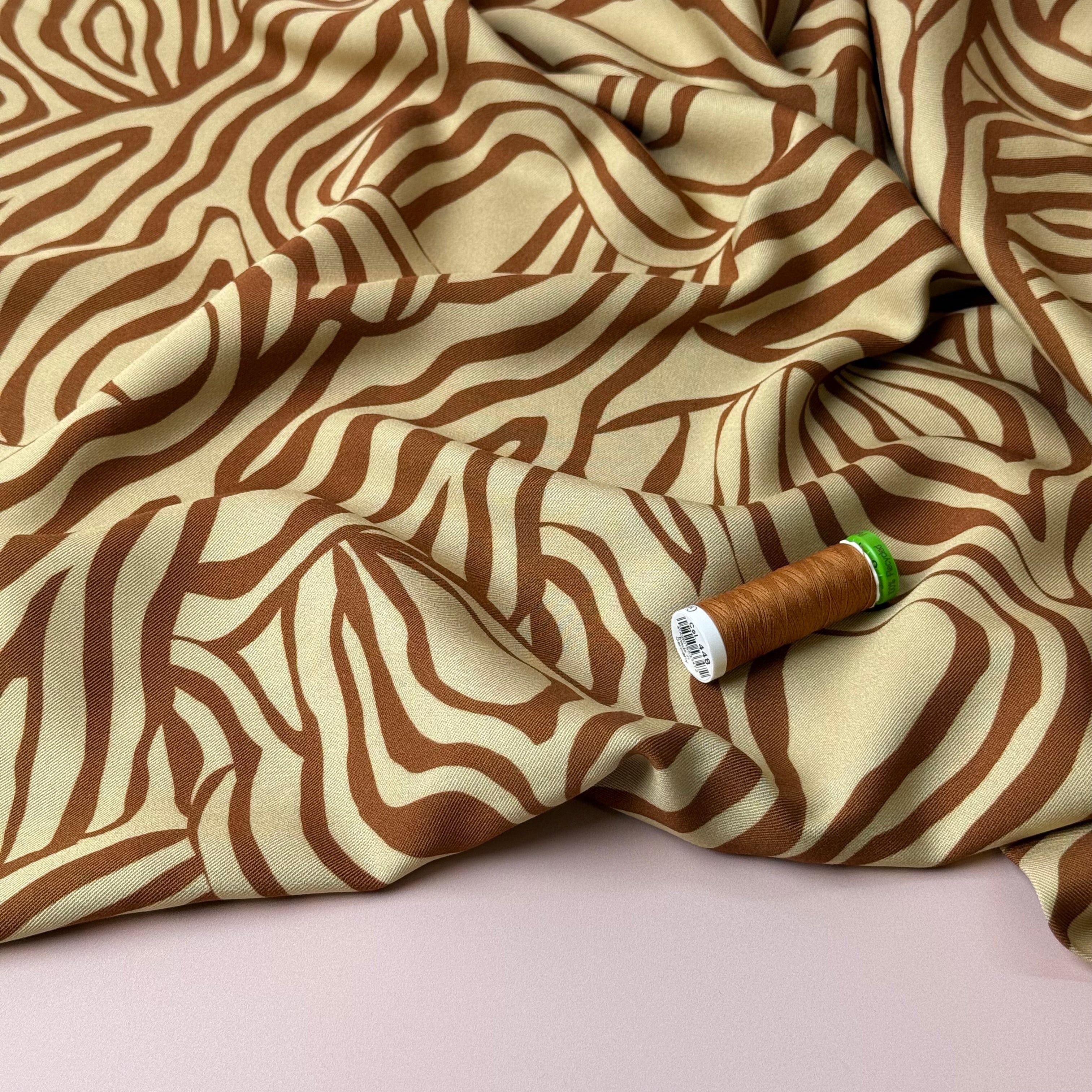 Light & Lush - Zebra Caramel Viscose Twill Fabric