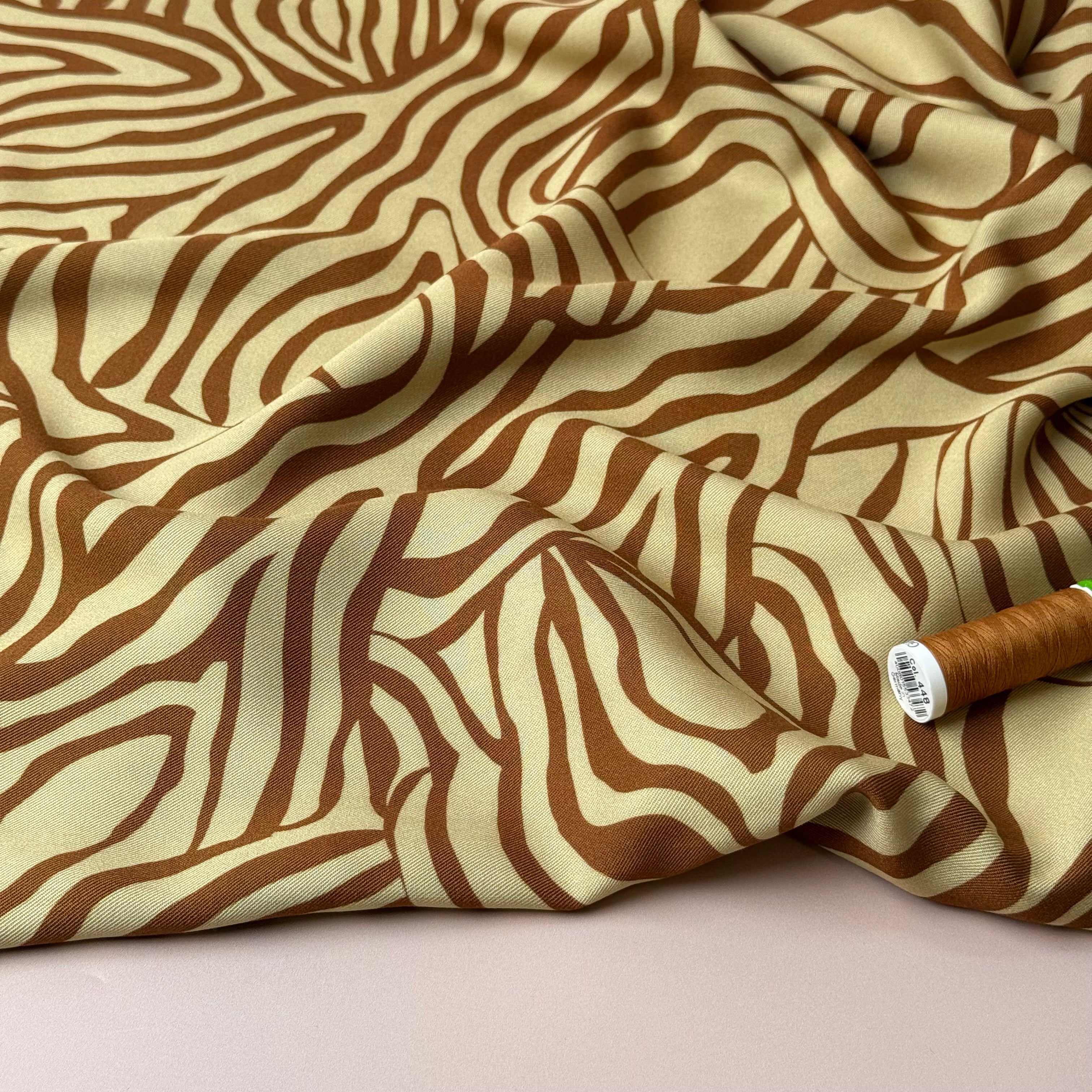 Light & Lush - Zebra Caramel Viscose Twill Fabric