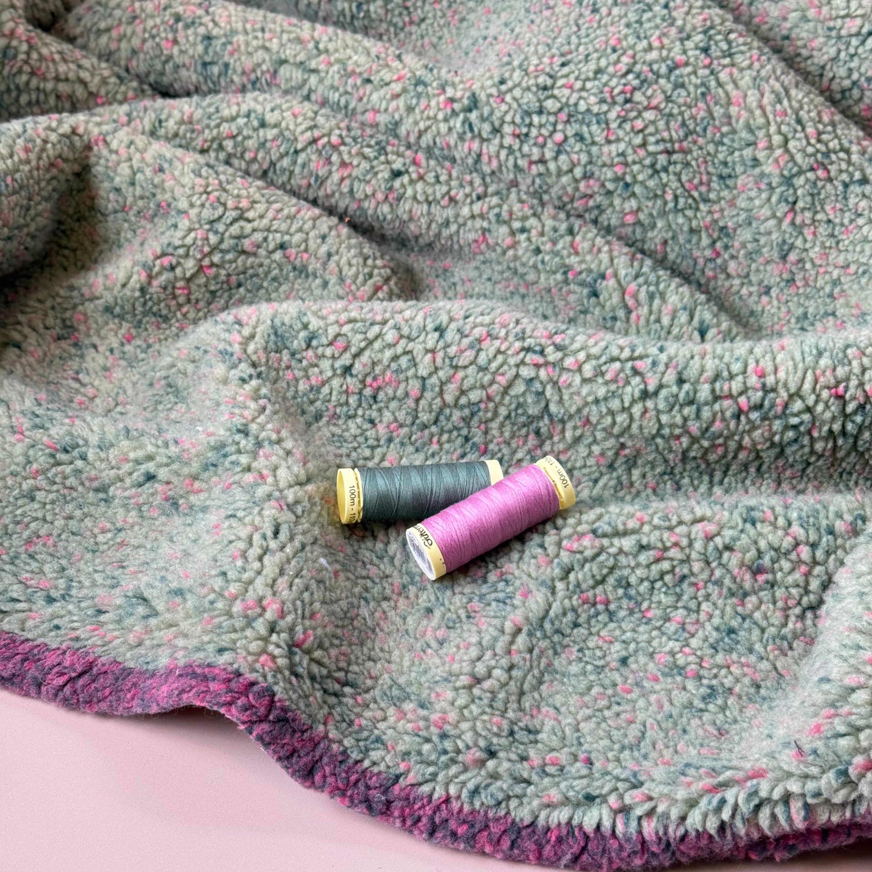 Green with Flecks Teddy Coating Fabric