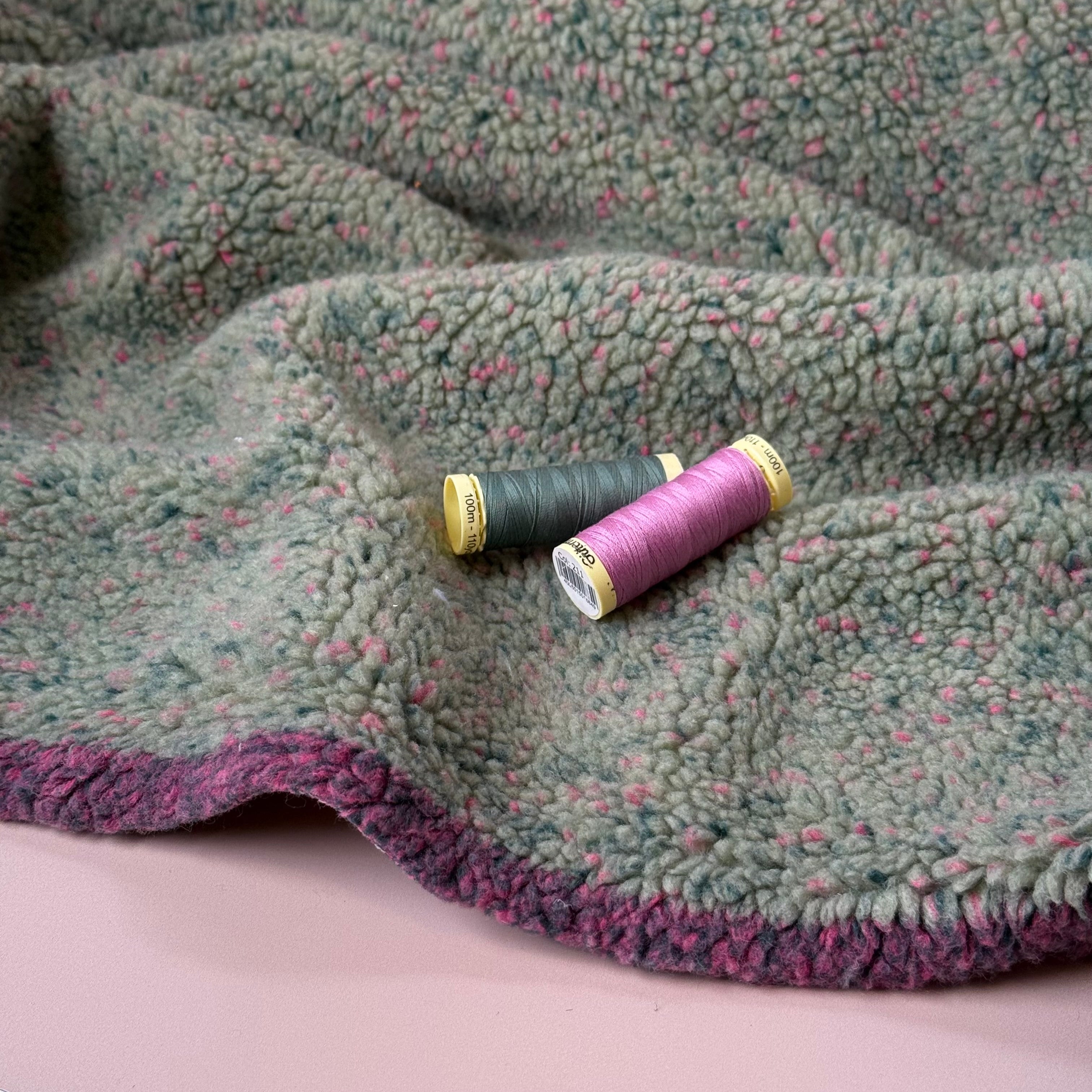 Green with Flecks Teddy Coating Fabric